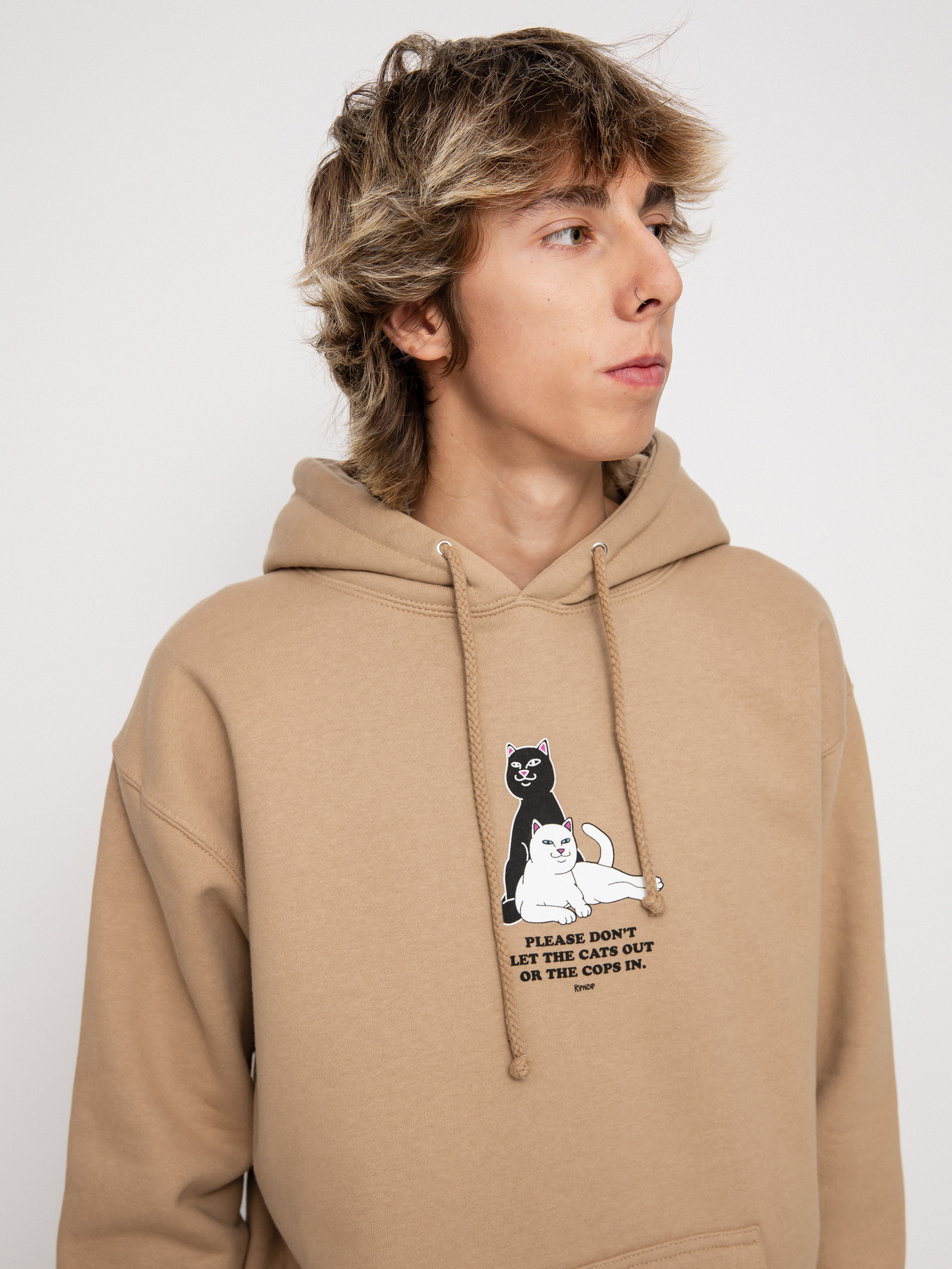 Bluza z kapturem RipNDip Keep The Cats In HD (sandstone)