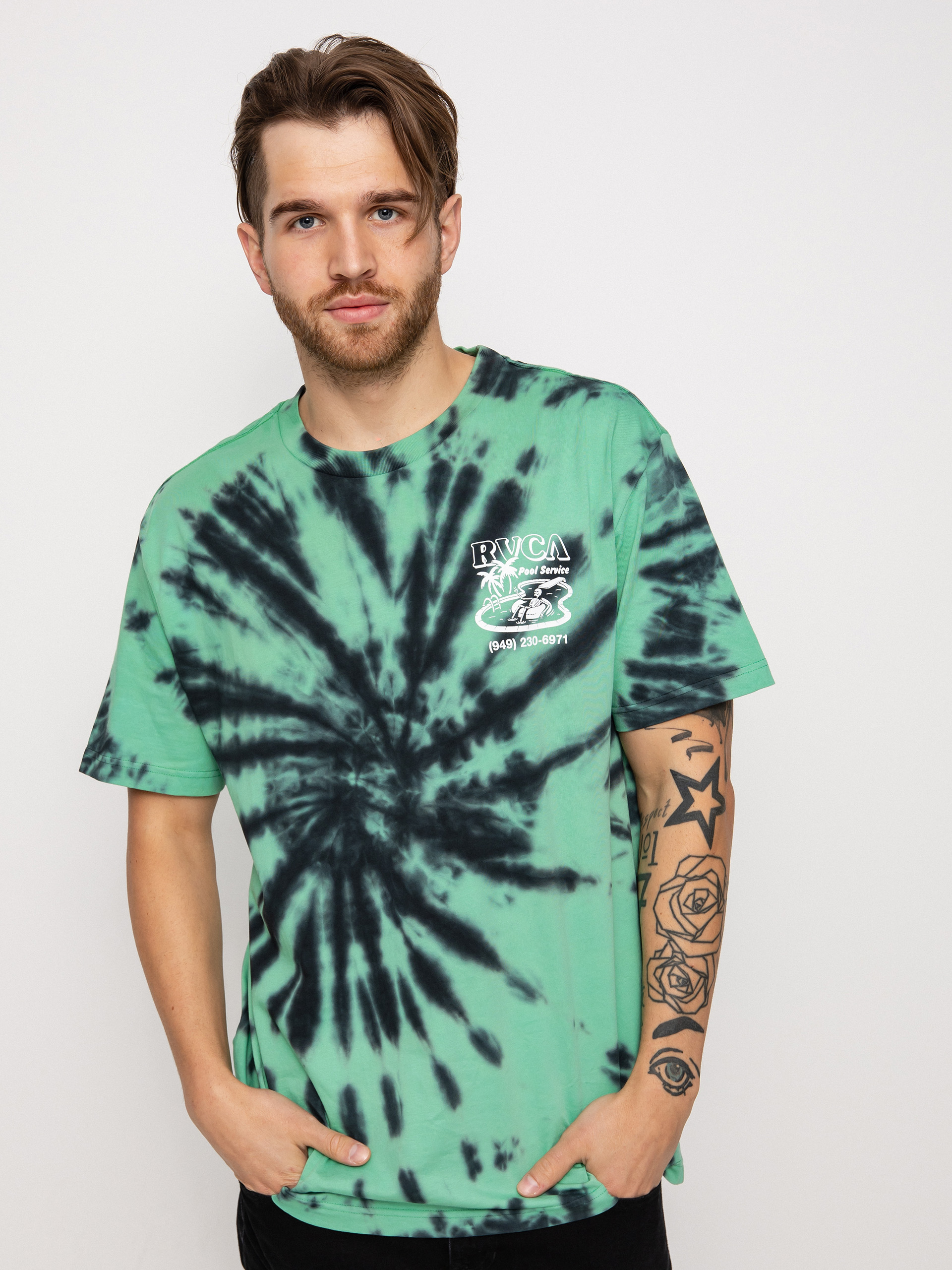 T-shirt RVCA Pool Service (blk grn tie&dye)