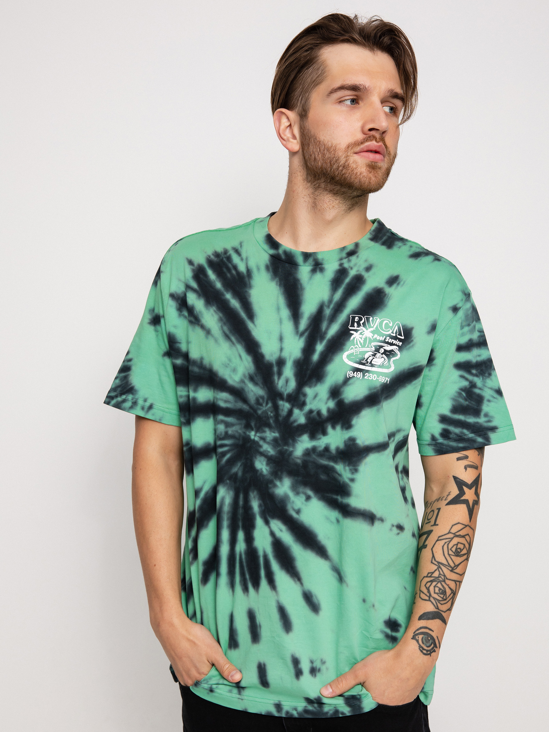 T-shirt RVCA Pool Service (blk grn tie&dye)