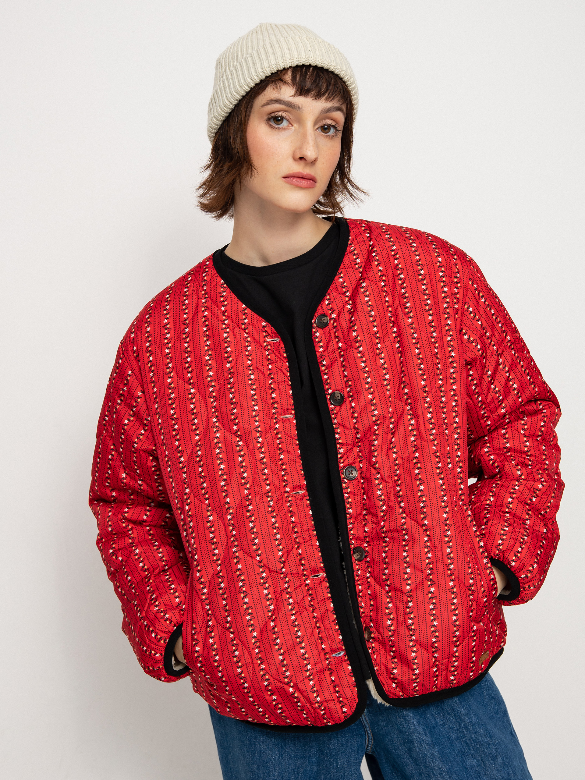 Kurtka Brixton Sherpa Reversible Padded Wmn (mars red praire floral)