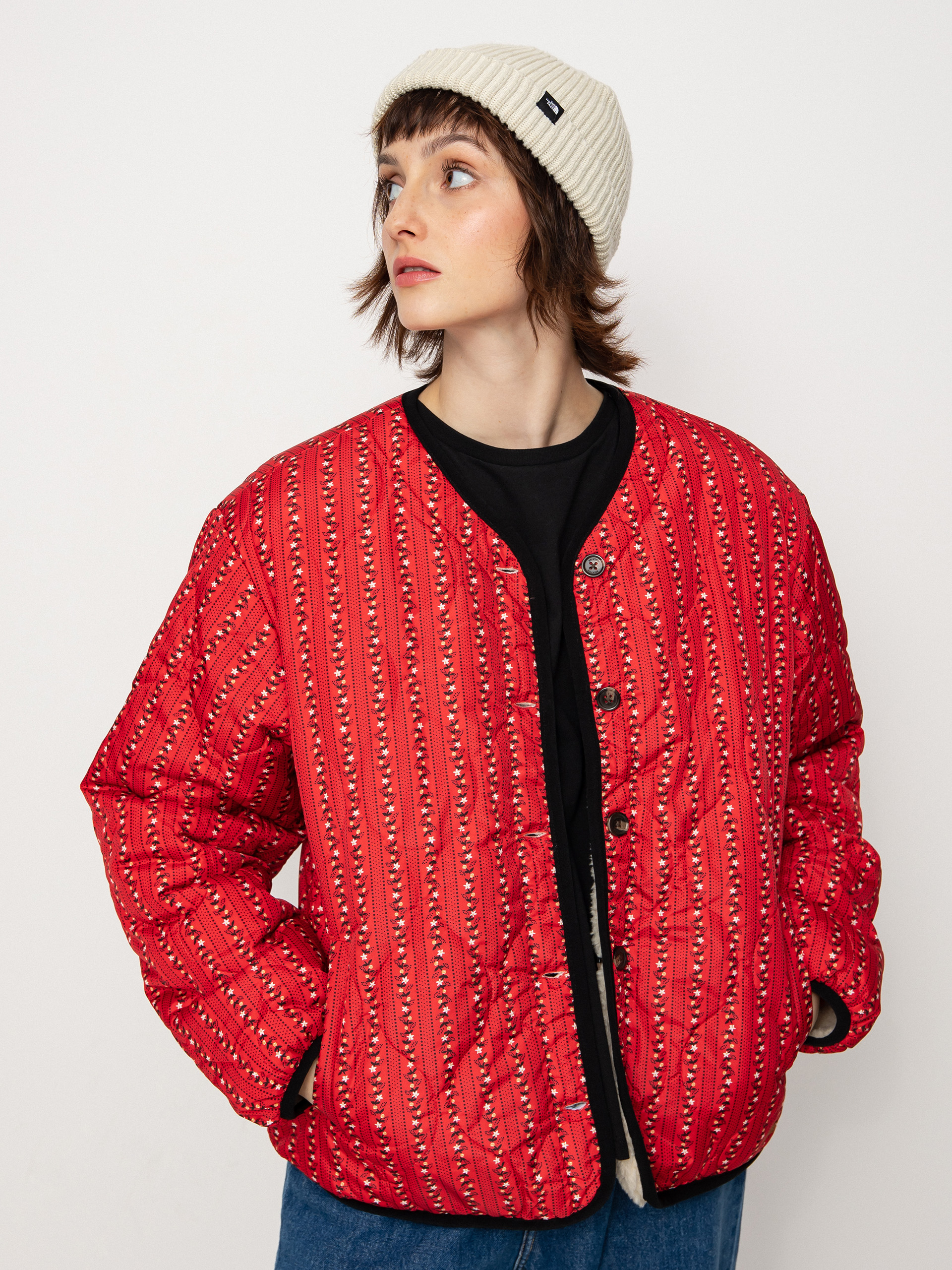 Kurtka Brixton Sherpa Reversible Padded Wmn (mars red praire floral)