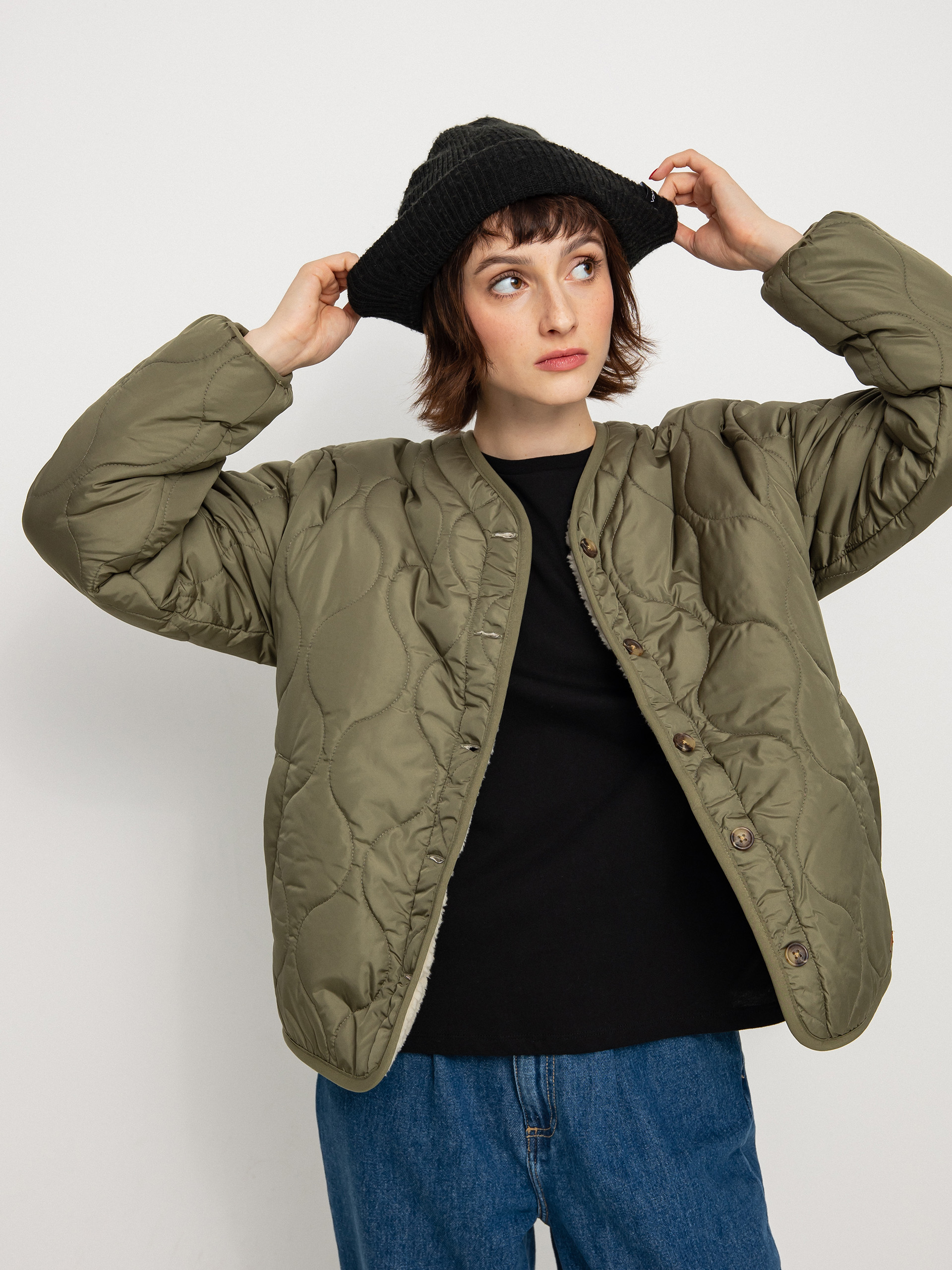 Kurtka Brixton Sherpa Reversible Padded Wmn (military olive)