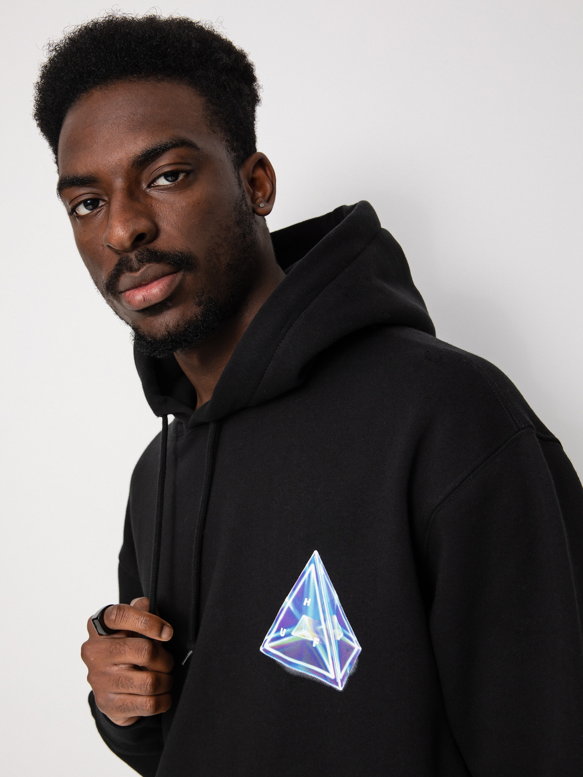 Bluza z kapturem HUF Tesseract Triple Triangle HD (black)