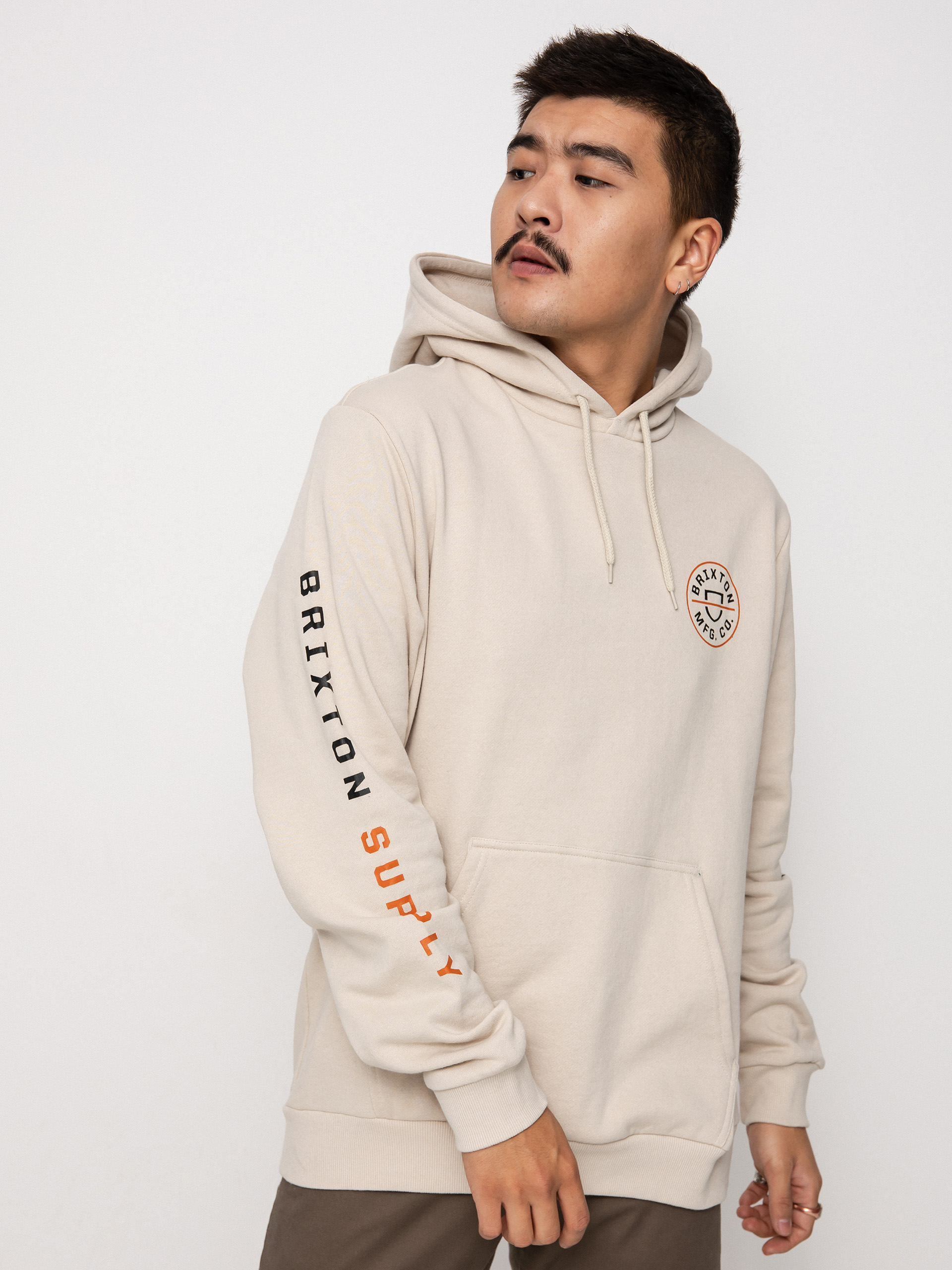 Bluza z kapturem Brixton Crest HD (beige/burnt orange/black)