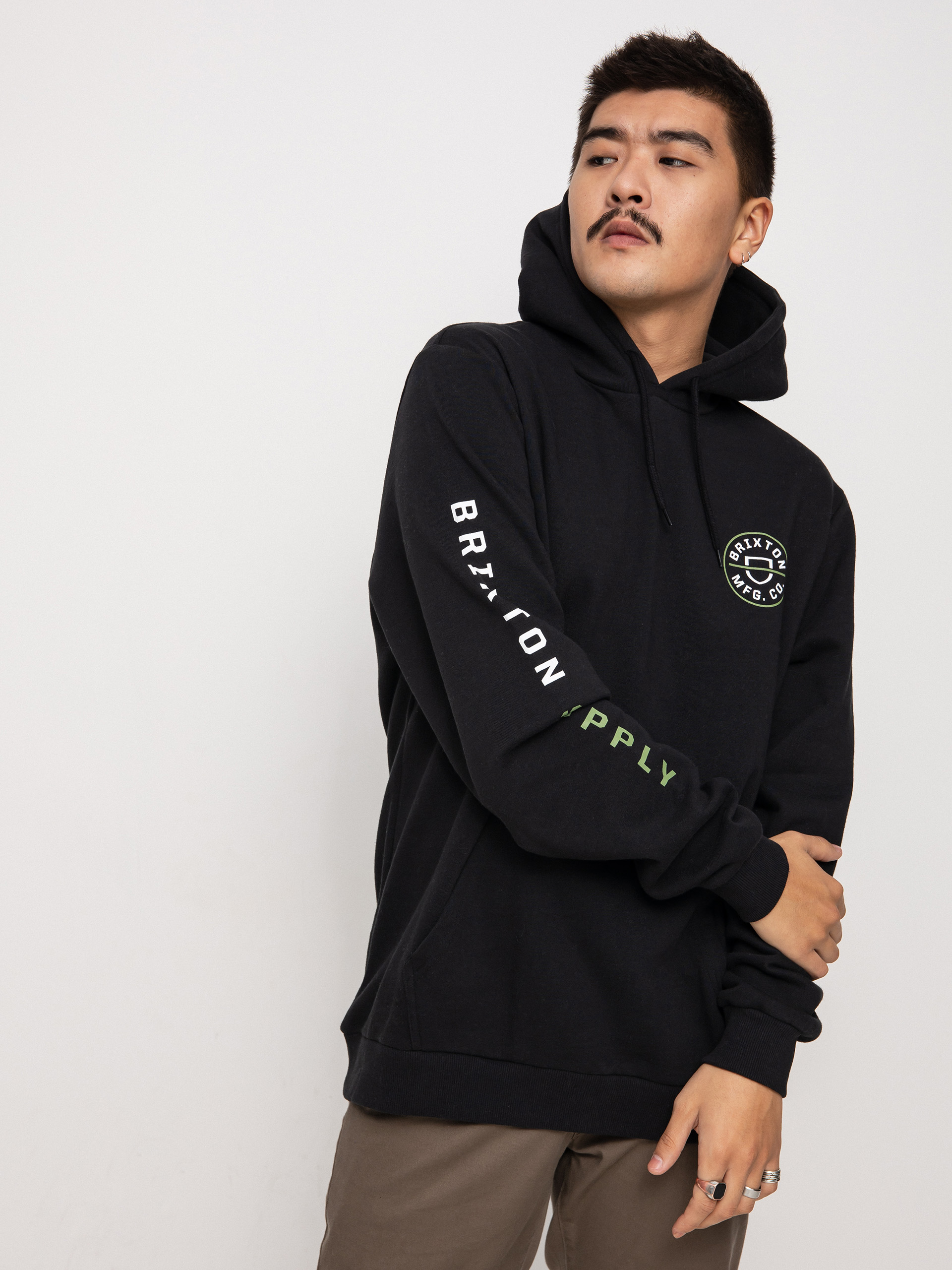Bluza z kapturem Brixton Crest HD (black/epsom green/white)