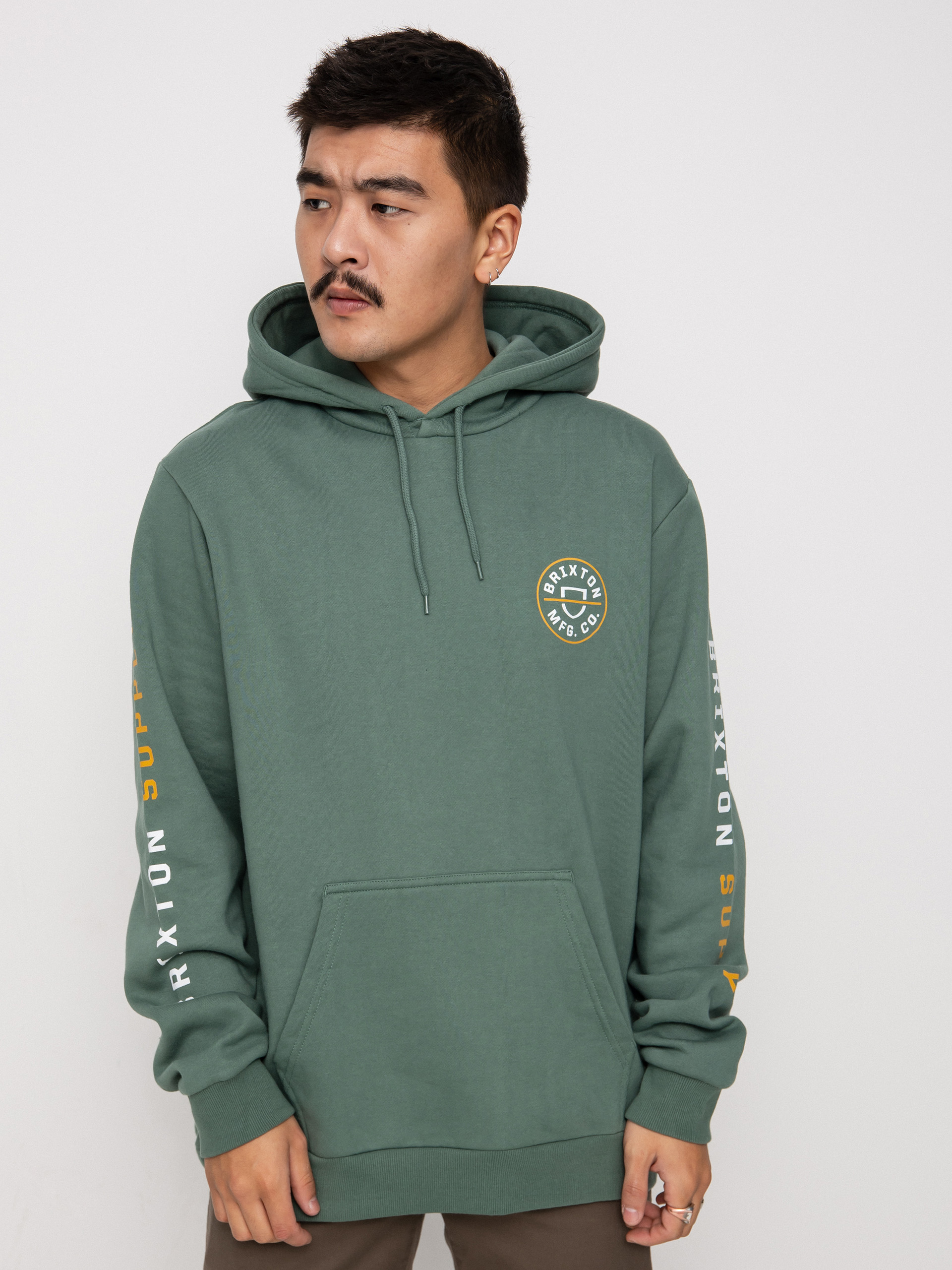 Bluza z kapturem Brixton Crest HD (deep forest/bright gold/white)