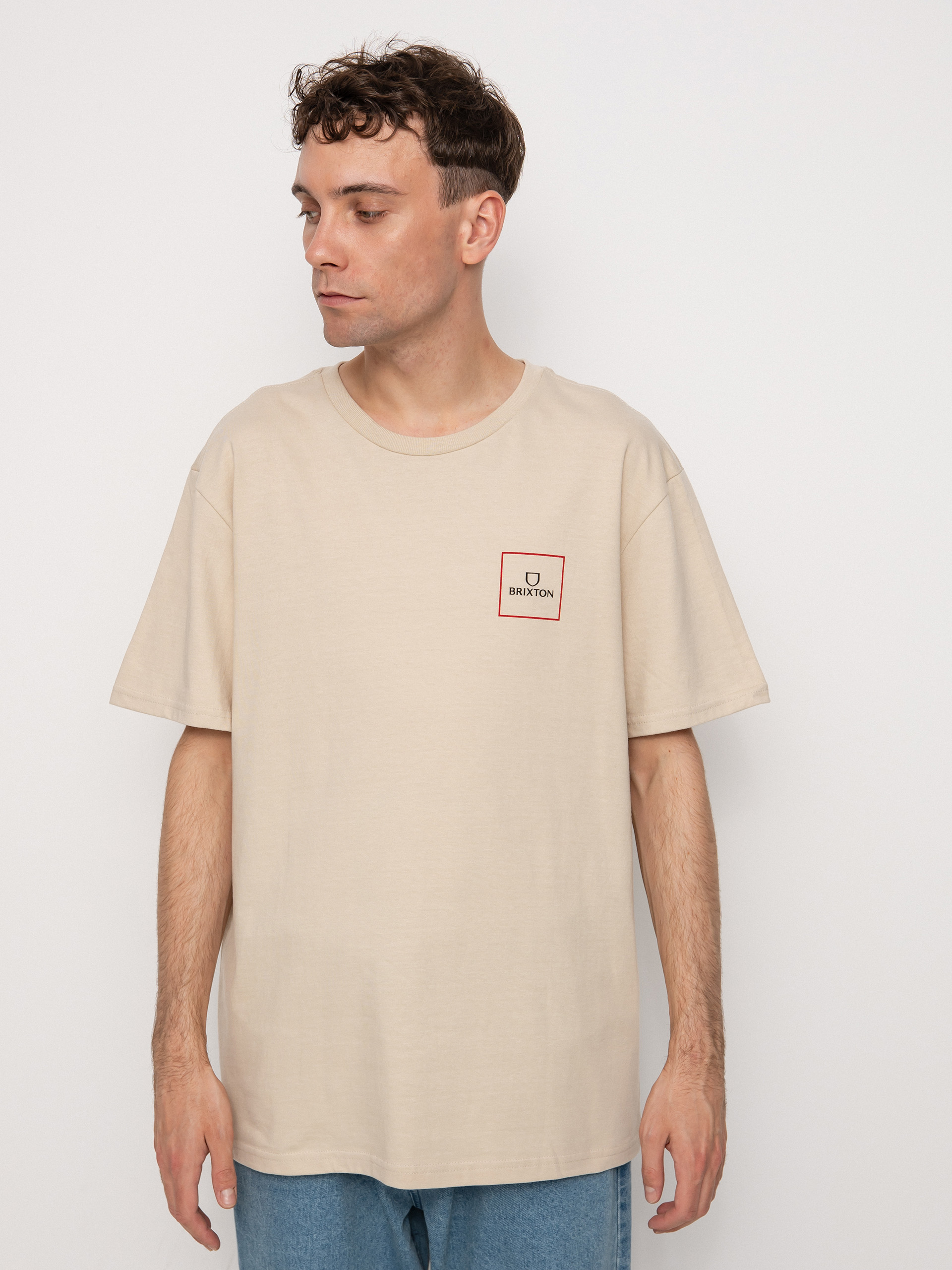 T-shirt Brixton Alpha Square (cream/mars red)