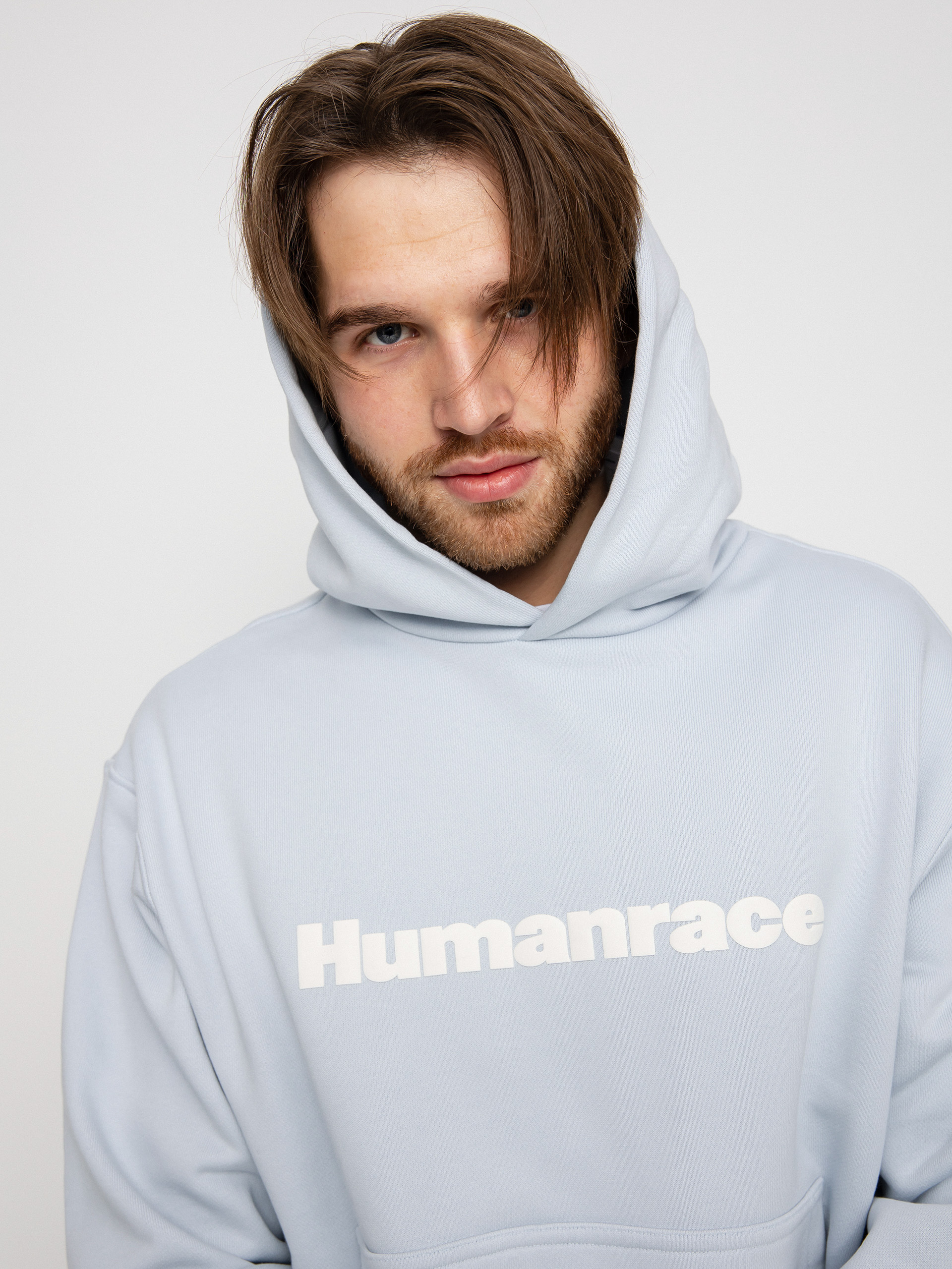 Bluza z kapturem adidas Originals Pharrell Williams Basics HD (halblu)