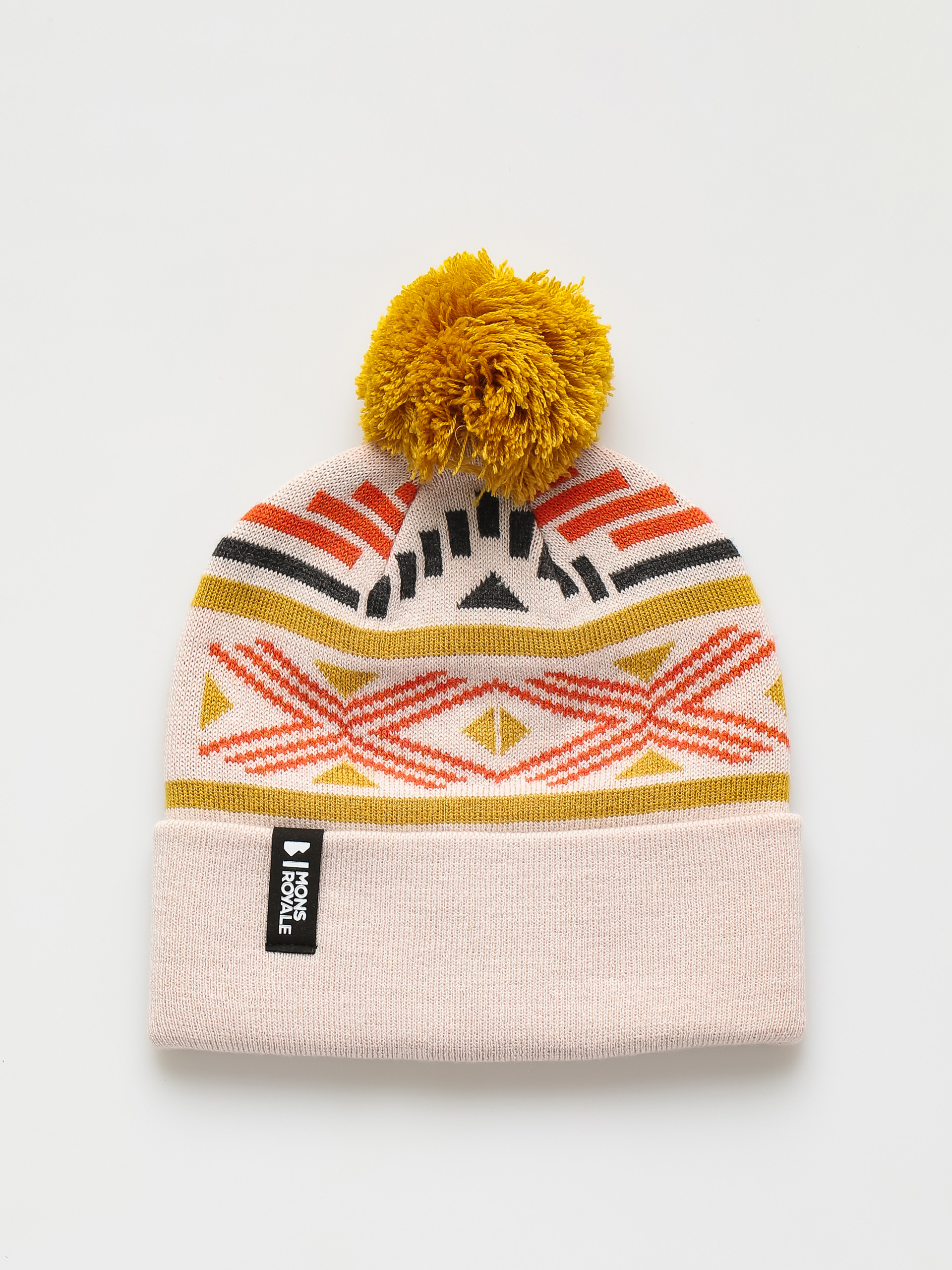 Czapka zimowa Mons Royale Pom Pom (oatmeal/retro red)