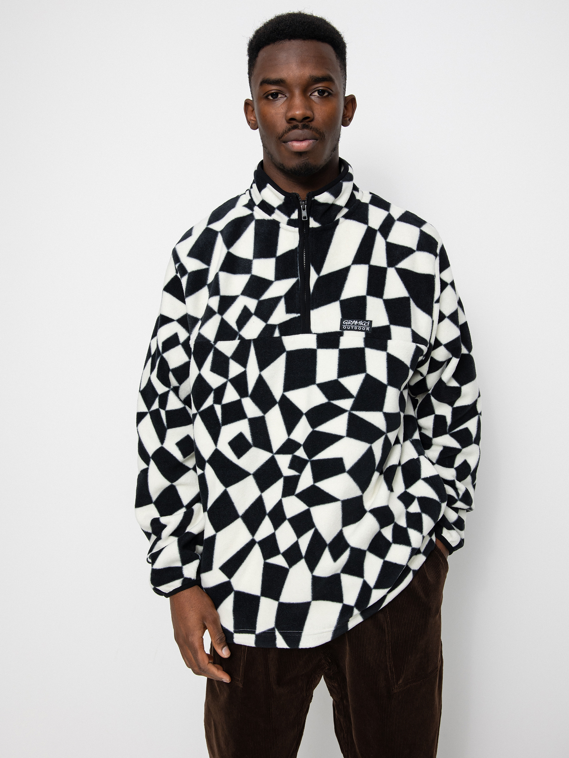 Męski Polar Gramicci Mock Neck (black check)