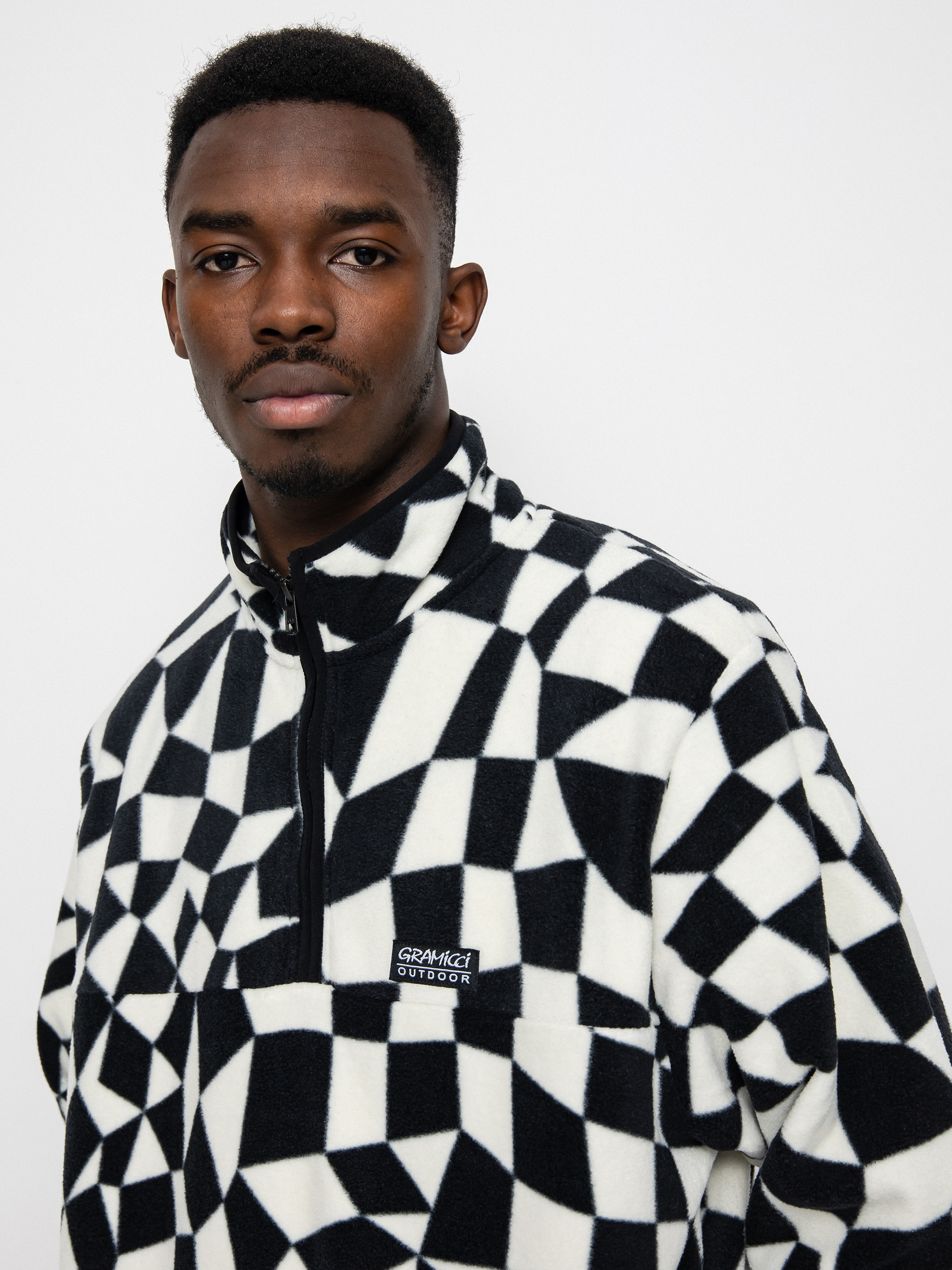 Męski Polar Gramicci Mock Neck (black check)