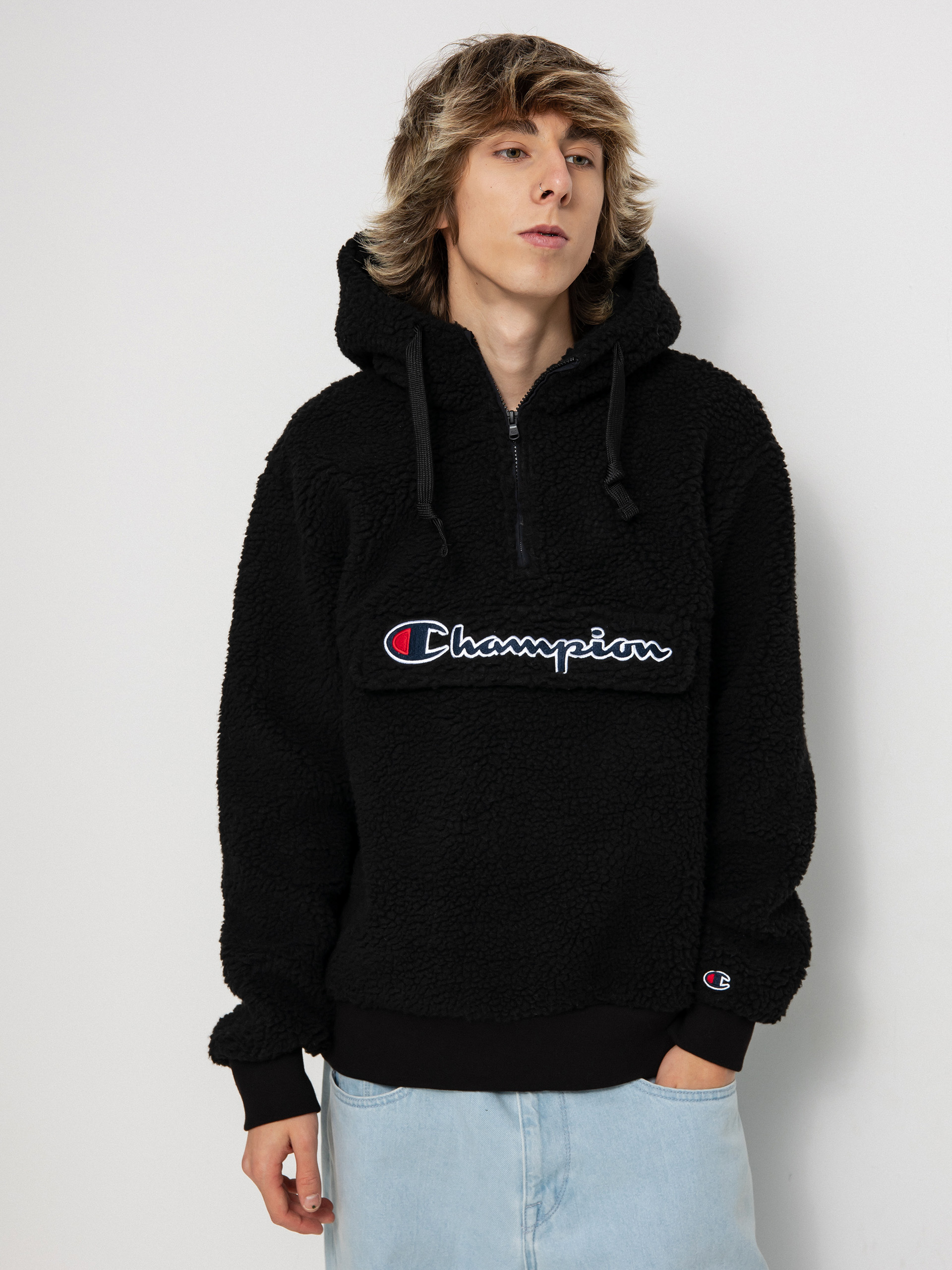 Męski Polar Champion Hooded Half Zip Top 218092 (nbk)