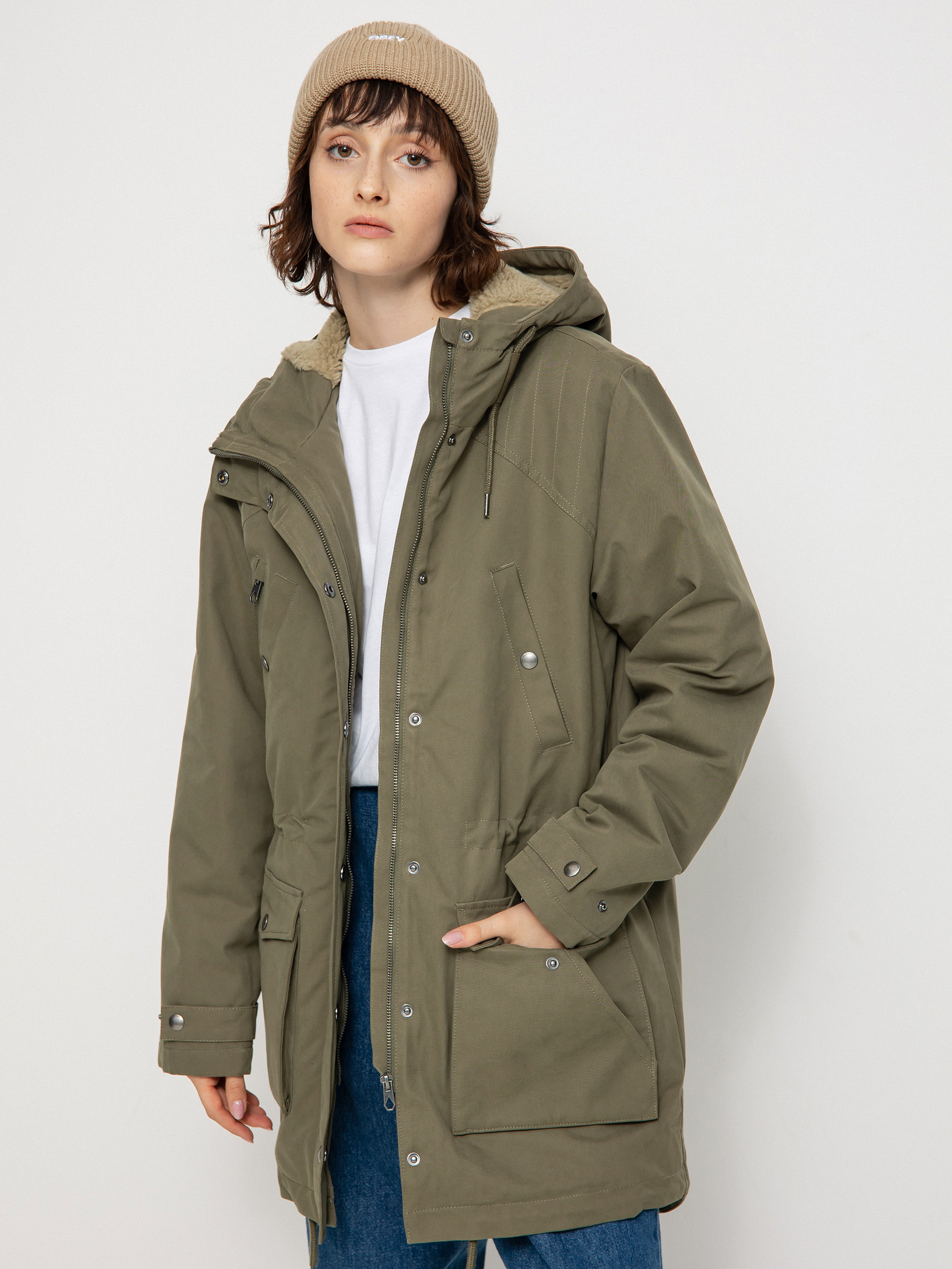 Kurtka Volcom Walk On By 5K Parka Wmn (army green combo)