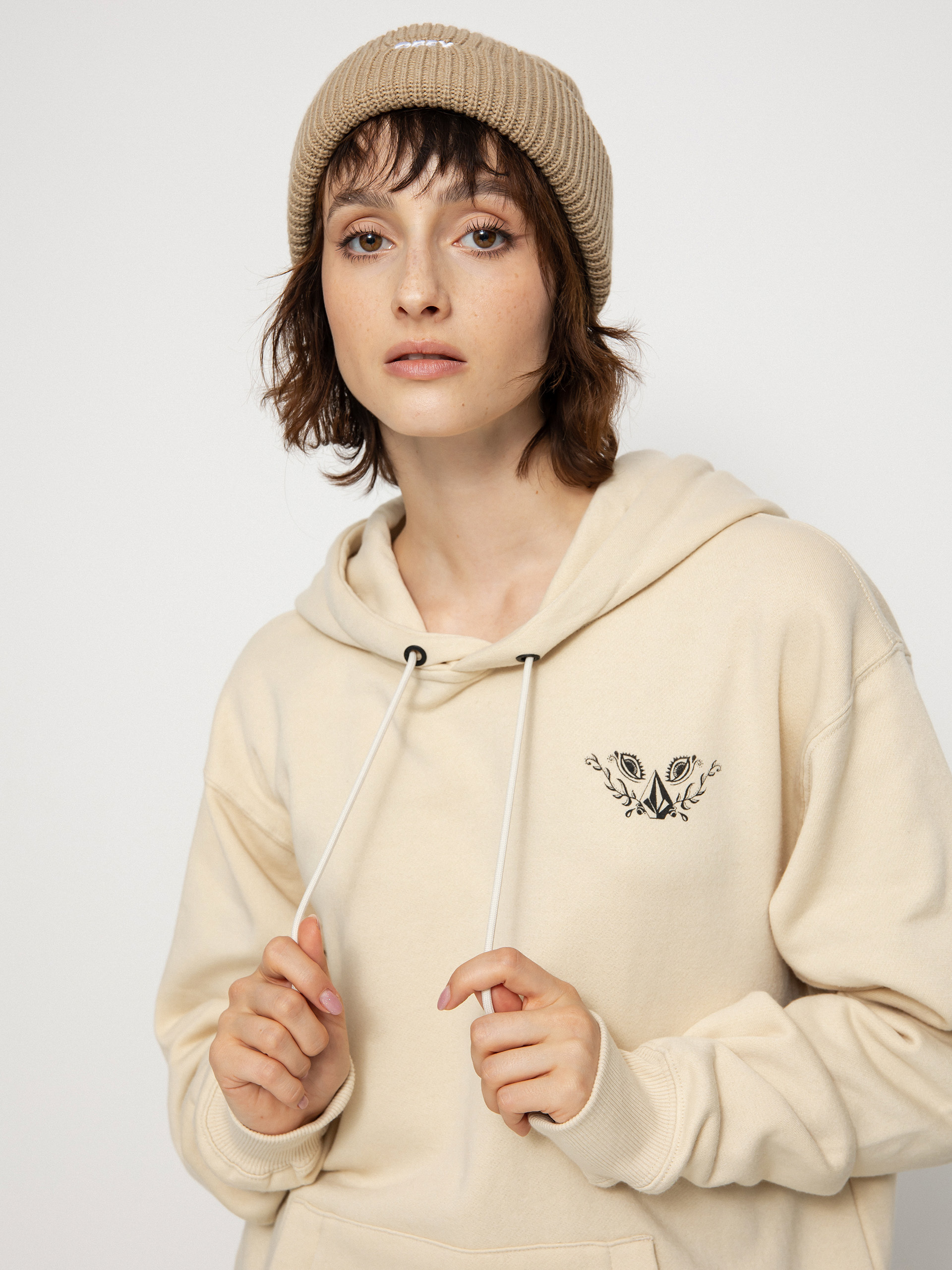 Bluza z kapturem Volcom Melancon HD Wmn (off white)