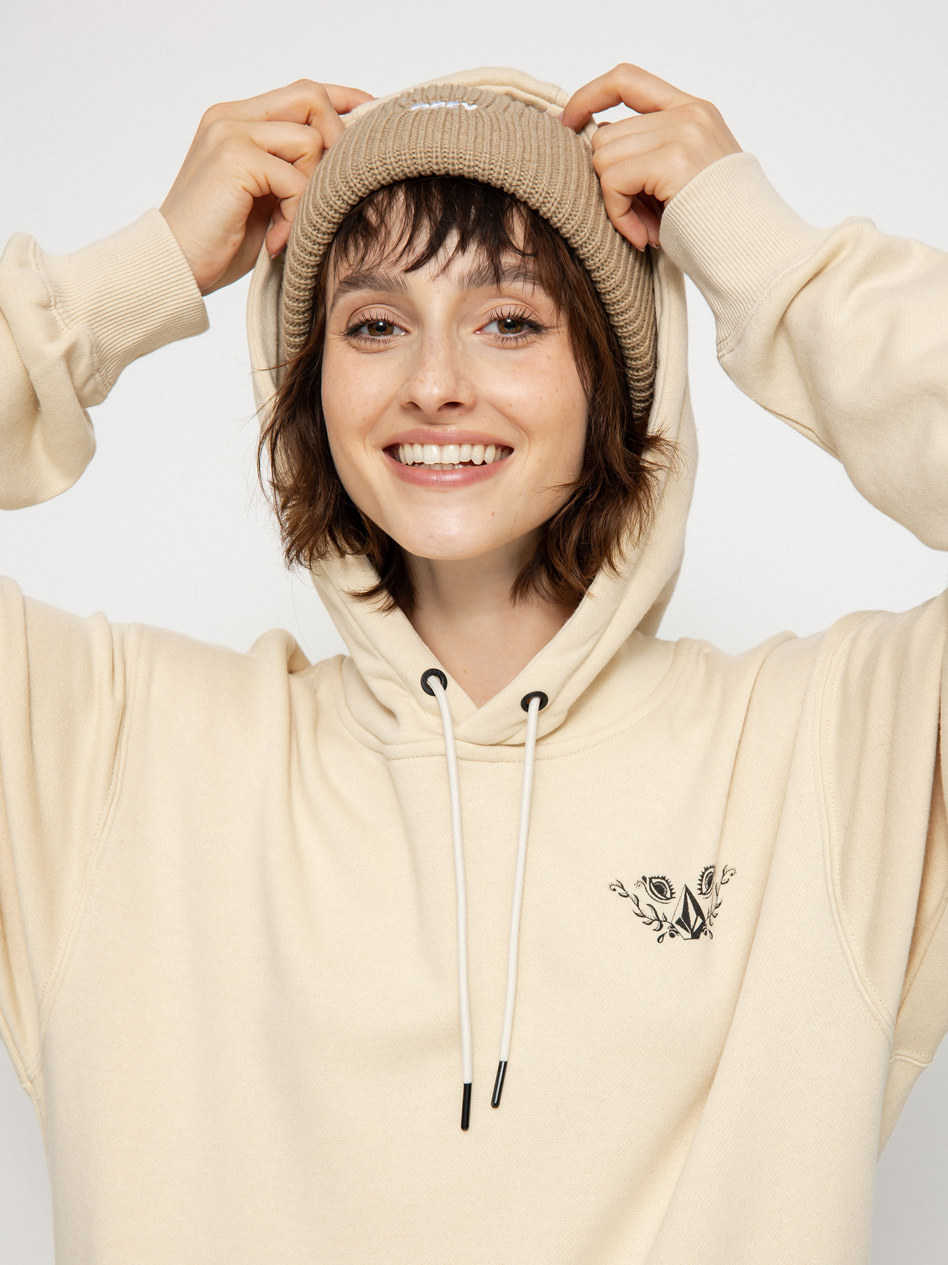 Bluza z kapturem Volcom Melancon HD Wmn (off white)