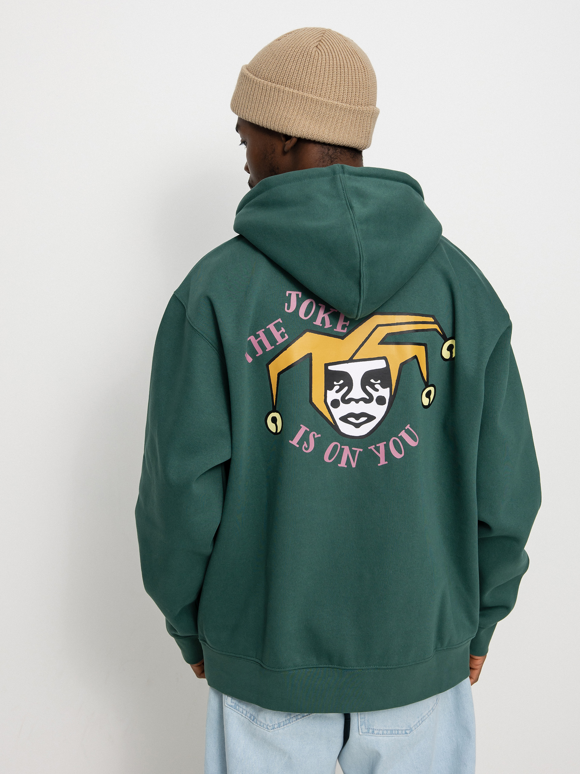 Bluza z kapturem OBEY The Joke Is On You (dark cedar)