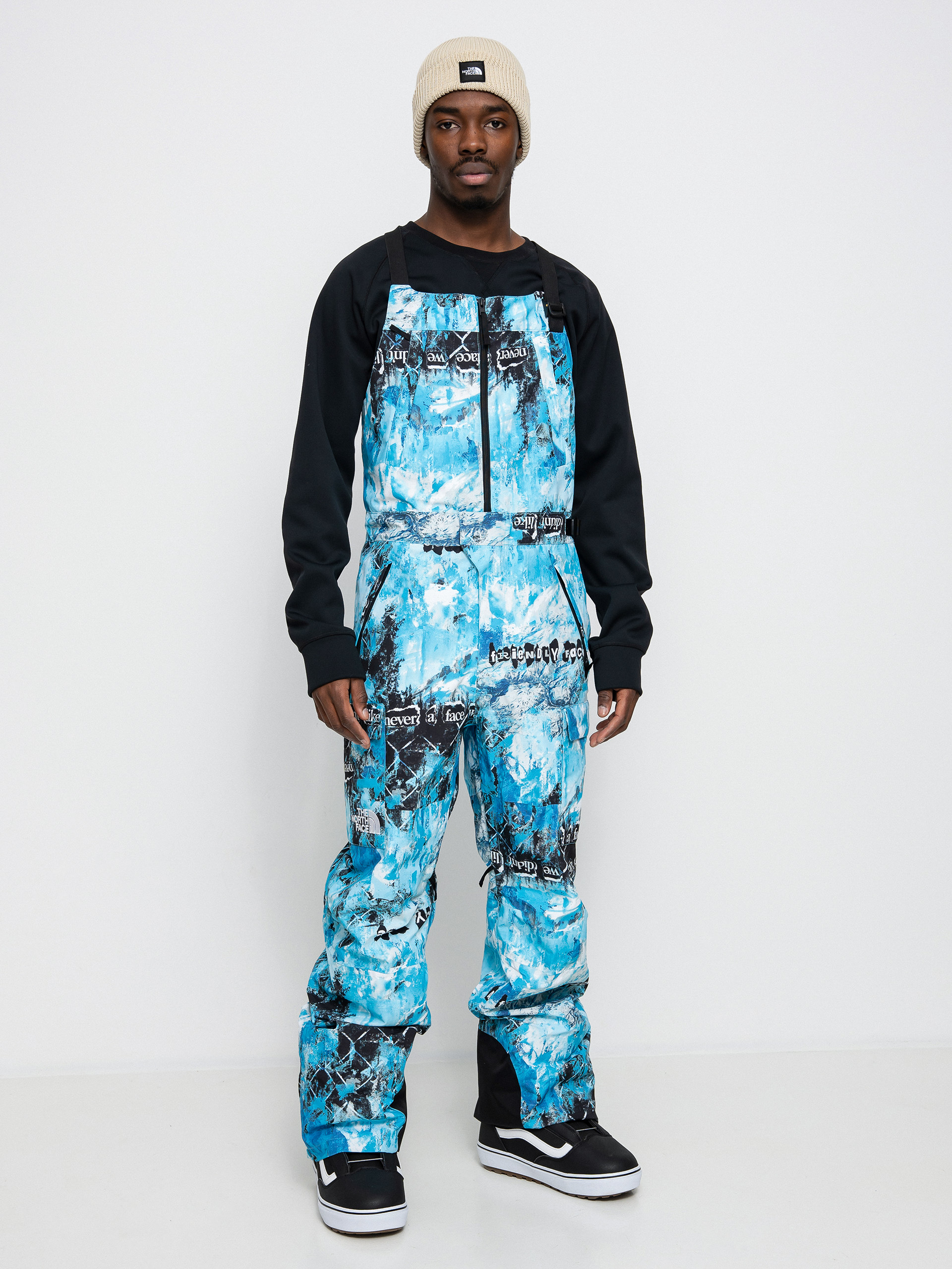 Męskie Spodnie snowboardowe The North Face Printed Dragline Bib (norse blue/cole navin/never a face print)
