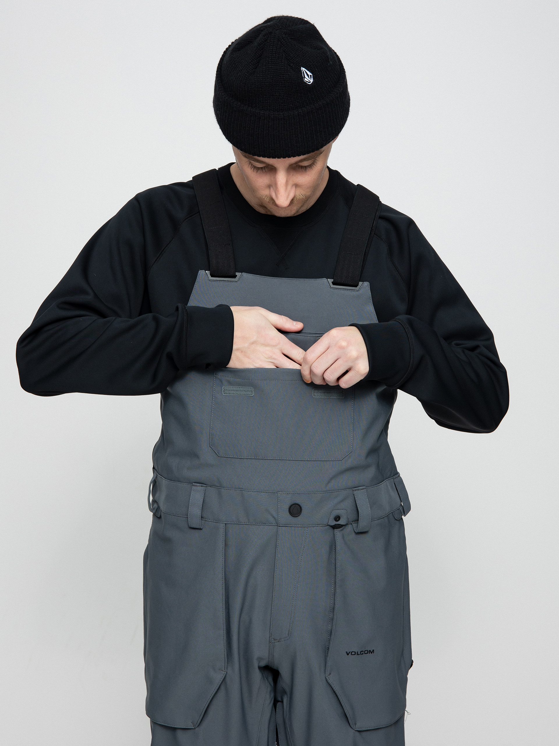 Męskie Spodnie snowboardowe Volcom Roan Bib Overall (dark grey)