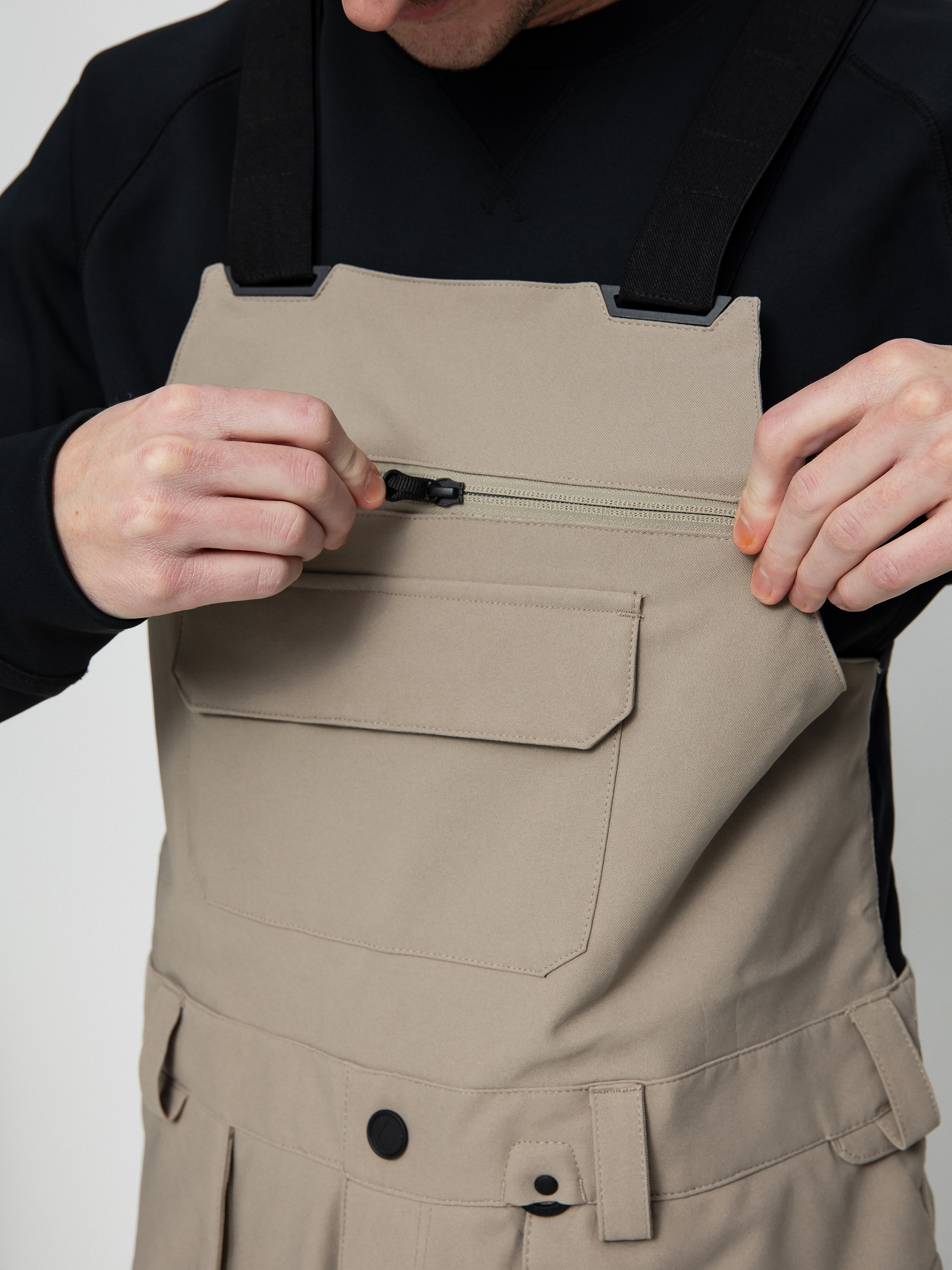 Męskie Spodnie snowboardowe Volcom Roan Bib Overall (dark khaki)