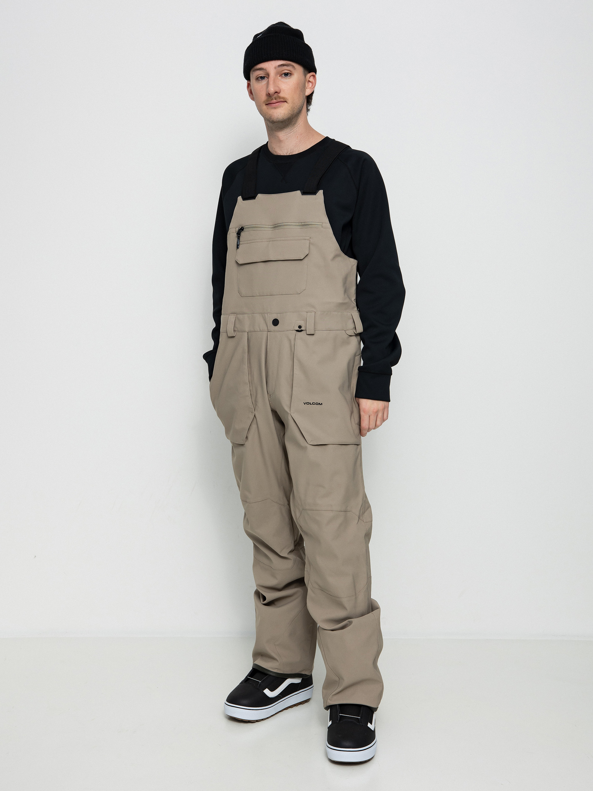 Męskie Spodnie snowboardowe Volcom Roan Bib Overall (dark khaki)