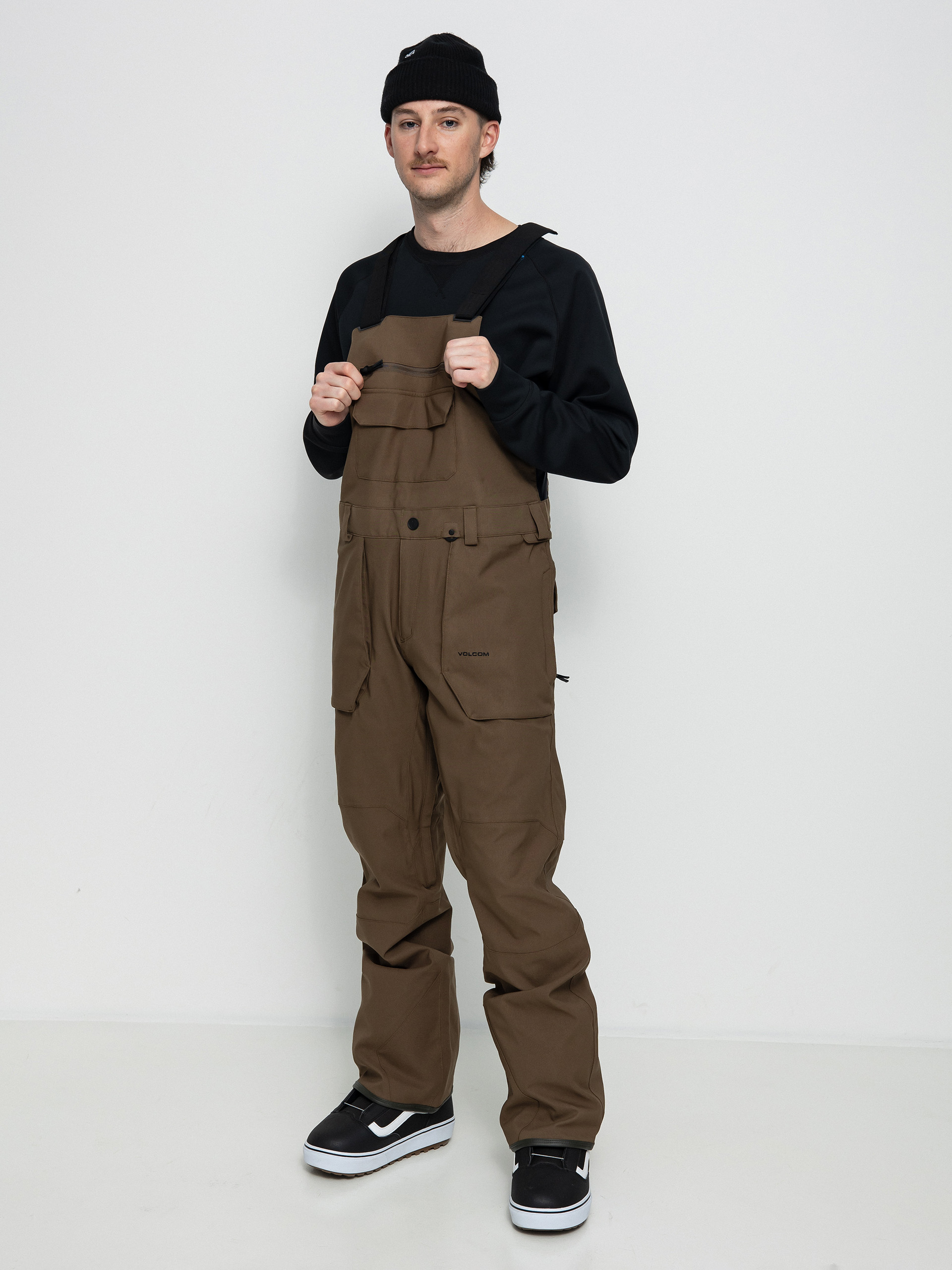 Męskie Spodnie snowboardowe Volcom Roan Bib Overall (dark teak)