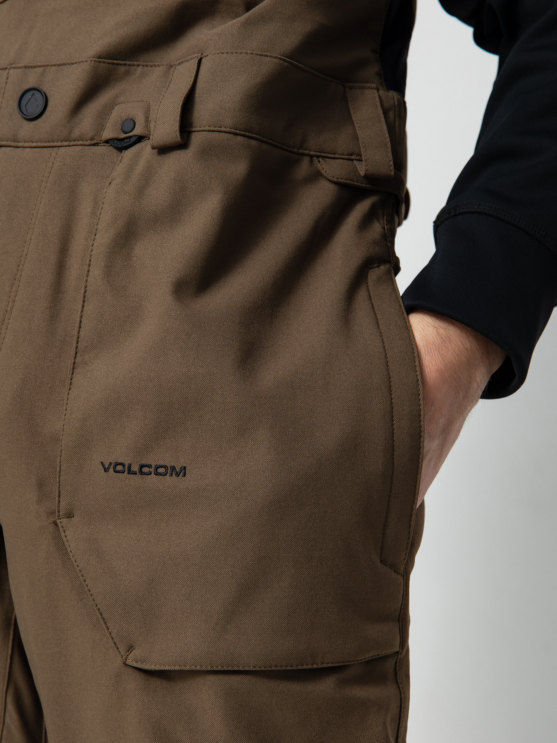 Męskie Spodnie snowboardowe Volcom Roan Bib Overall (dark teak)