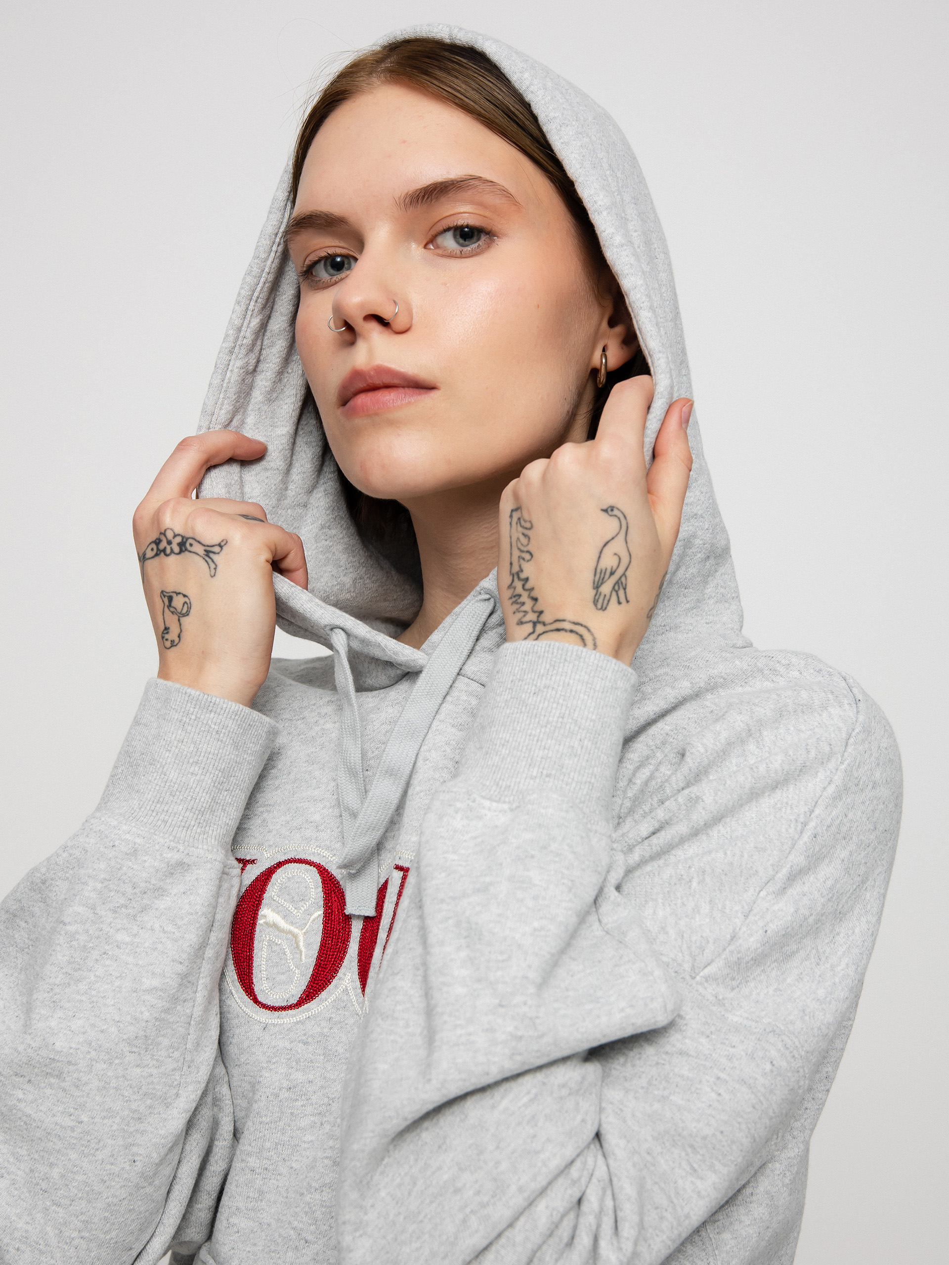 Bluza z kapturem Puma X Vogue Oversized HD Wmn (light gray heather)
