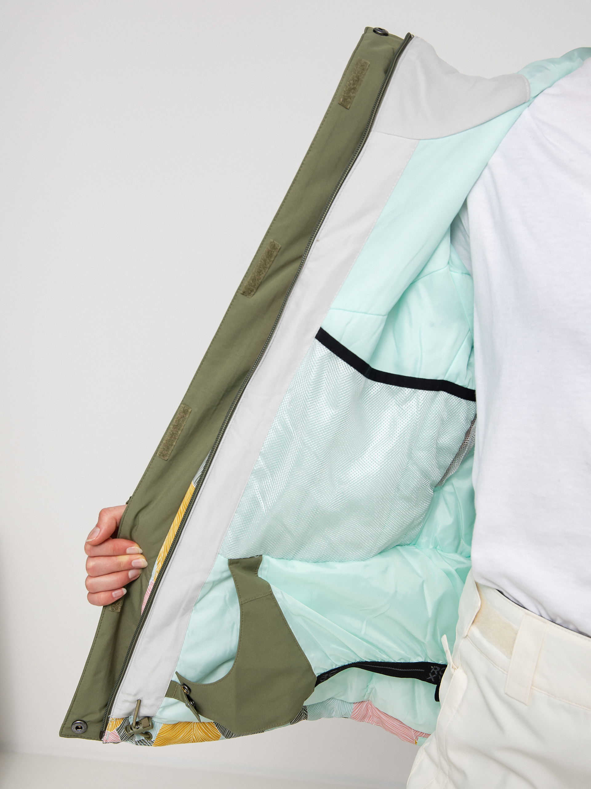 Damska Kurtka snowboardowa Roxy Galaxy Print Block (deep lichen green la palmeraie)