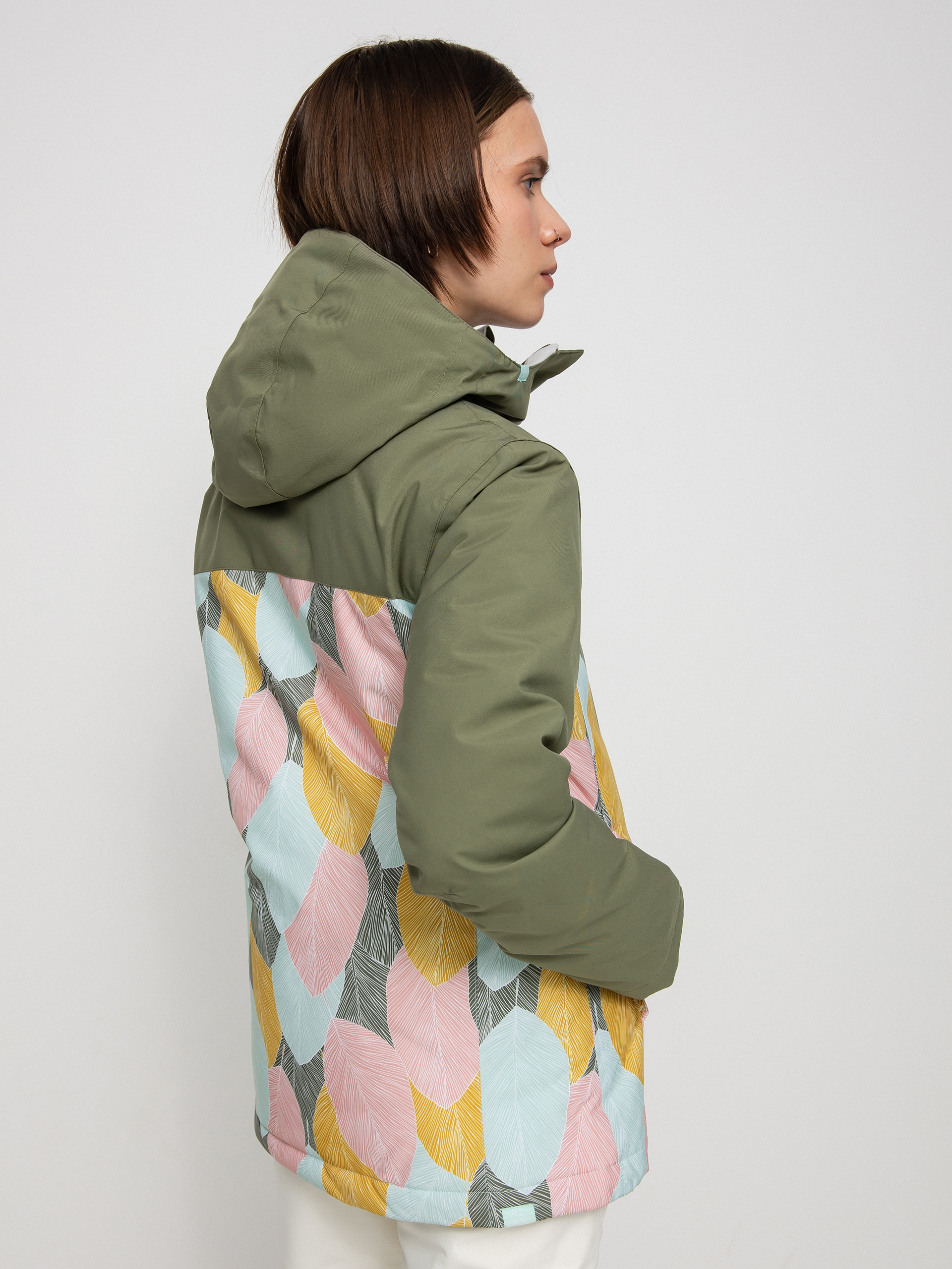 Damska Kurtka snowboardowa Roxy Galaxy Print Block (deep lichen green la palmeraie)