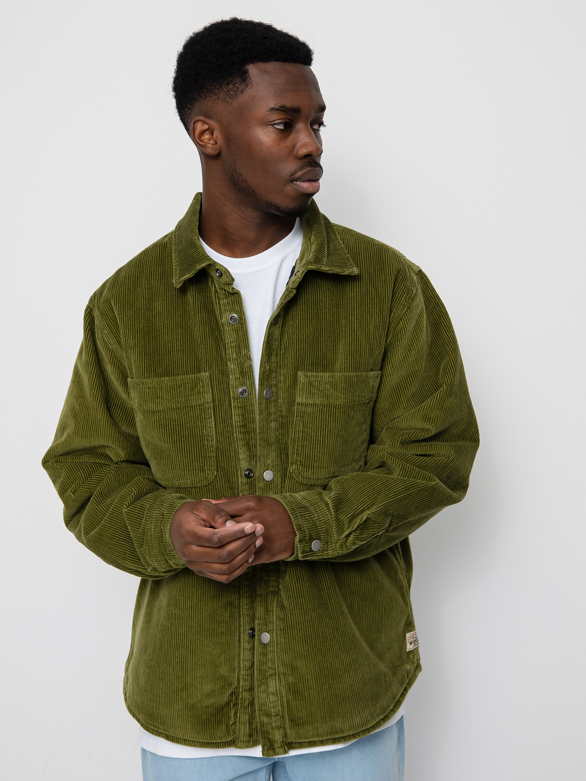 Kurtka Stussy Cord Quilted Overshirt (olive)