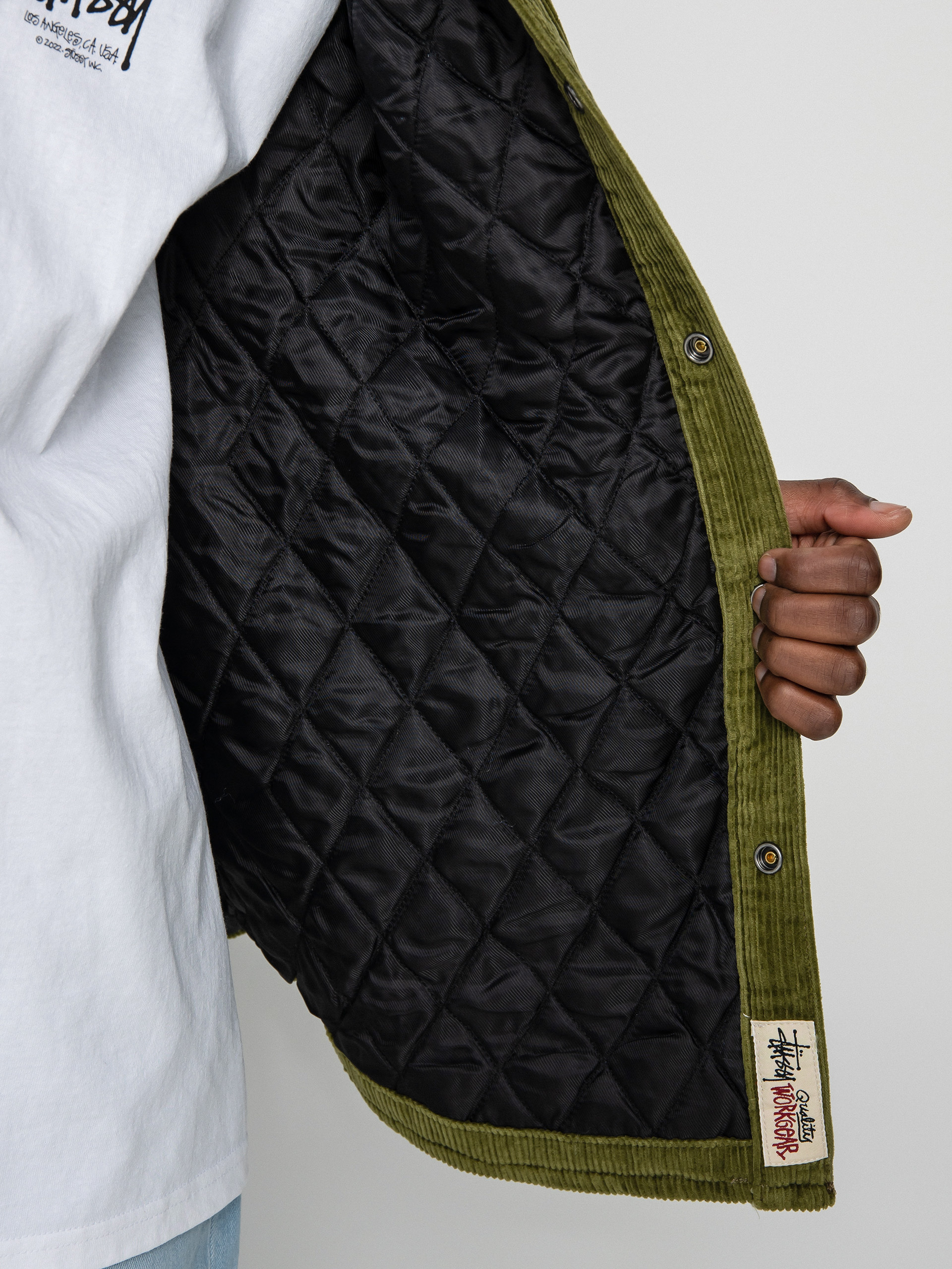Kurtka Stussy Cord Quilted Overshirt (olive)