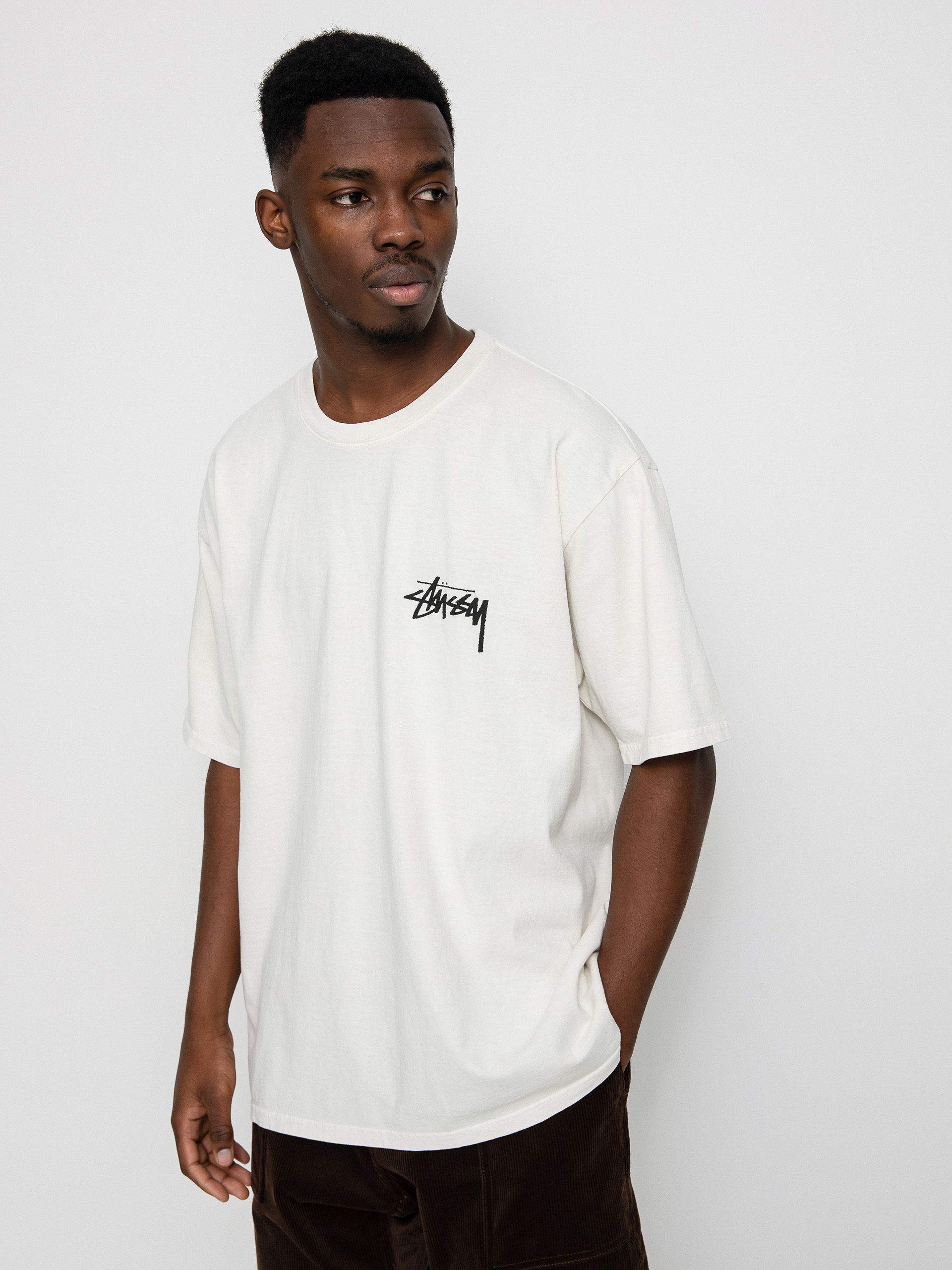 T-shirt Stussy How We Re Livin Pig. Dyed - biały (natural)