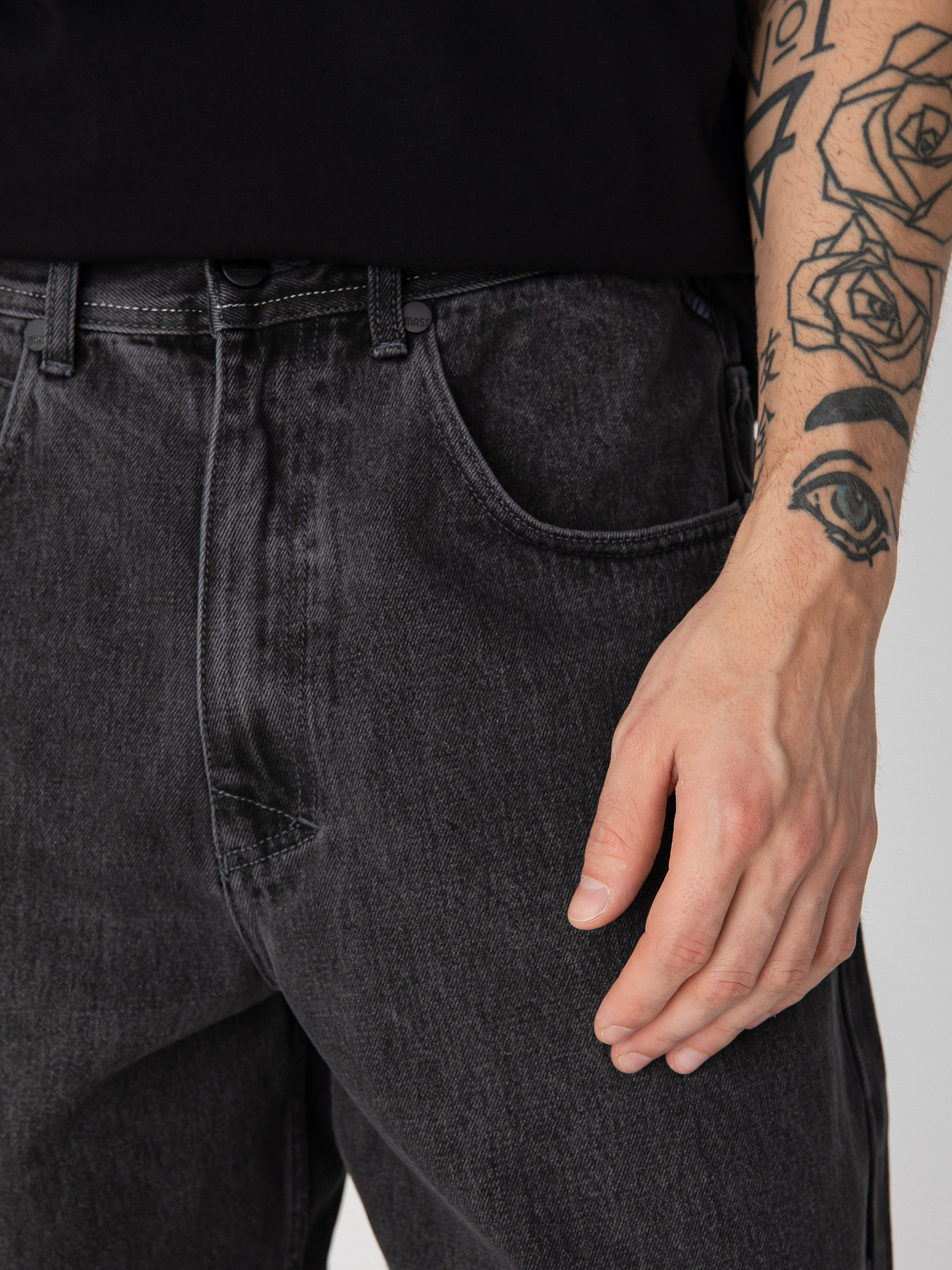 Spodnie MassDnm Craft Jeans Baggy Fit (black washed)