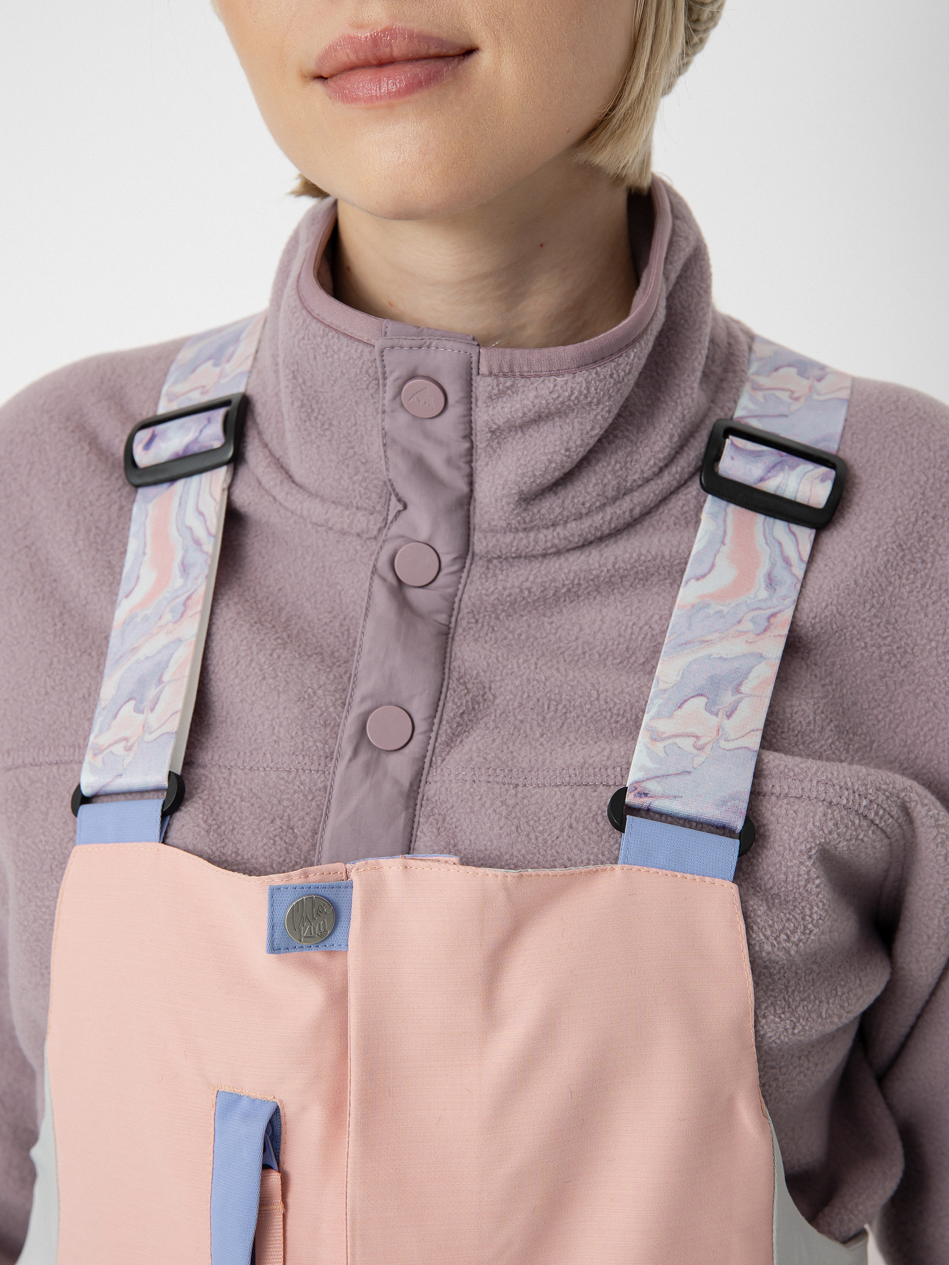 Damskie Spodnie snowboardowe Roxy Chloe Kim Bib (mellow rose)