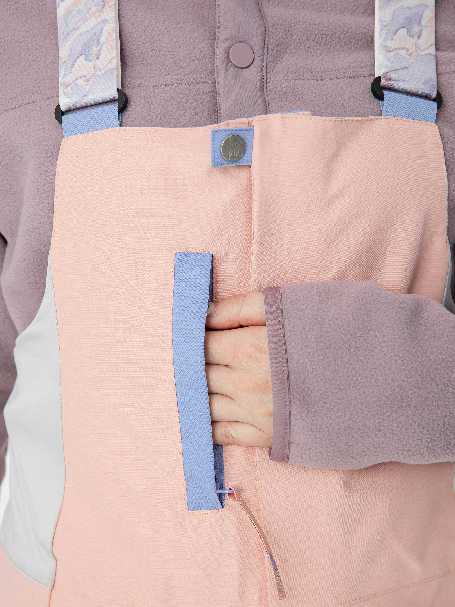 Damskie Spodnie snowboardowe Roxy Chloe Kim Bib (mellow rose)