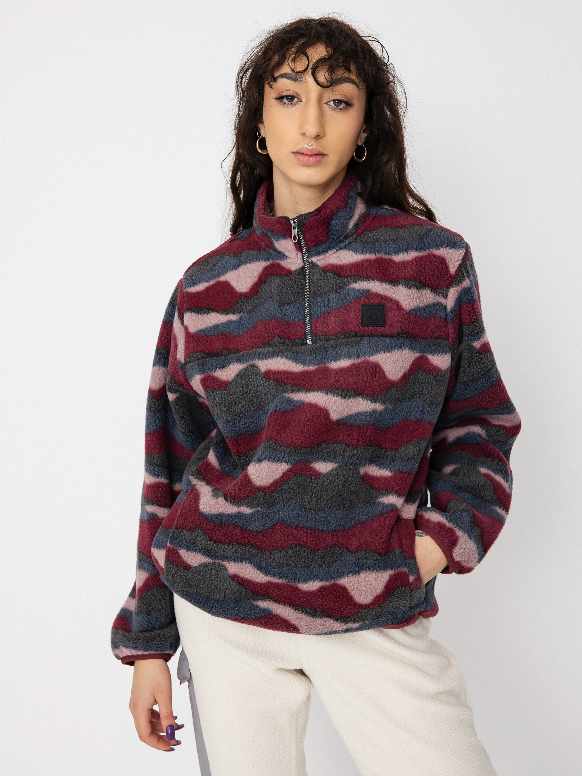 Bluza Volcom Pheelin It Mock Neck Wmn (burgundy)