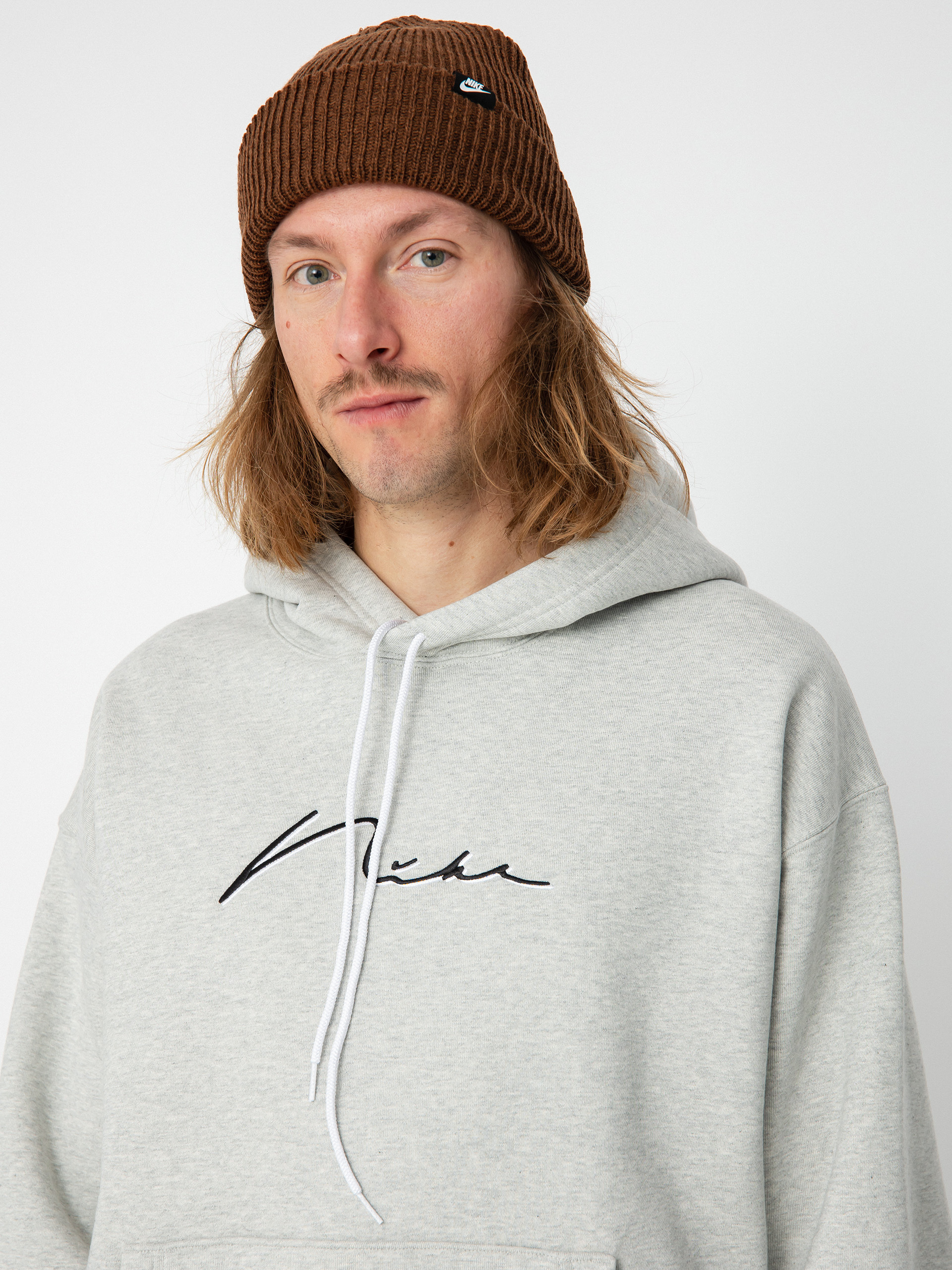 Bluza z kapturem Nike SB Hand Scrpt Logo HD (grey heather/white)