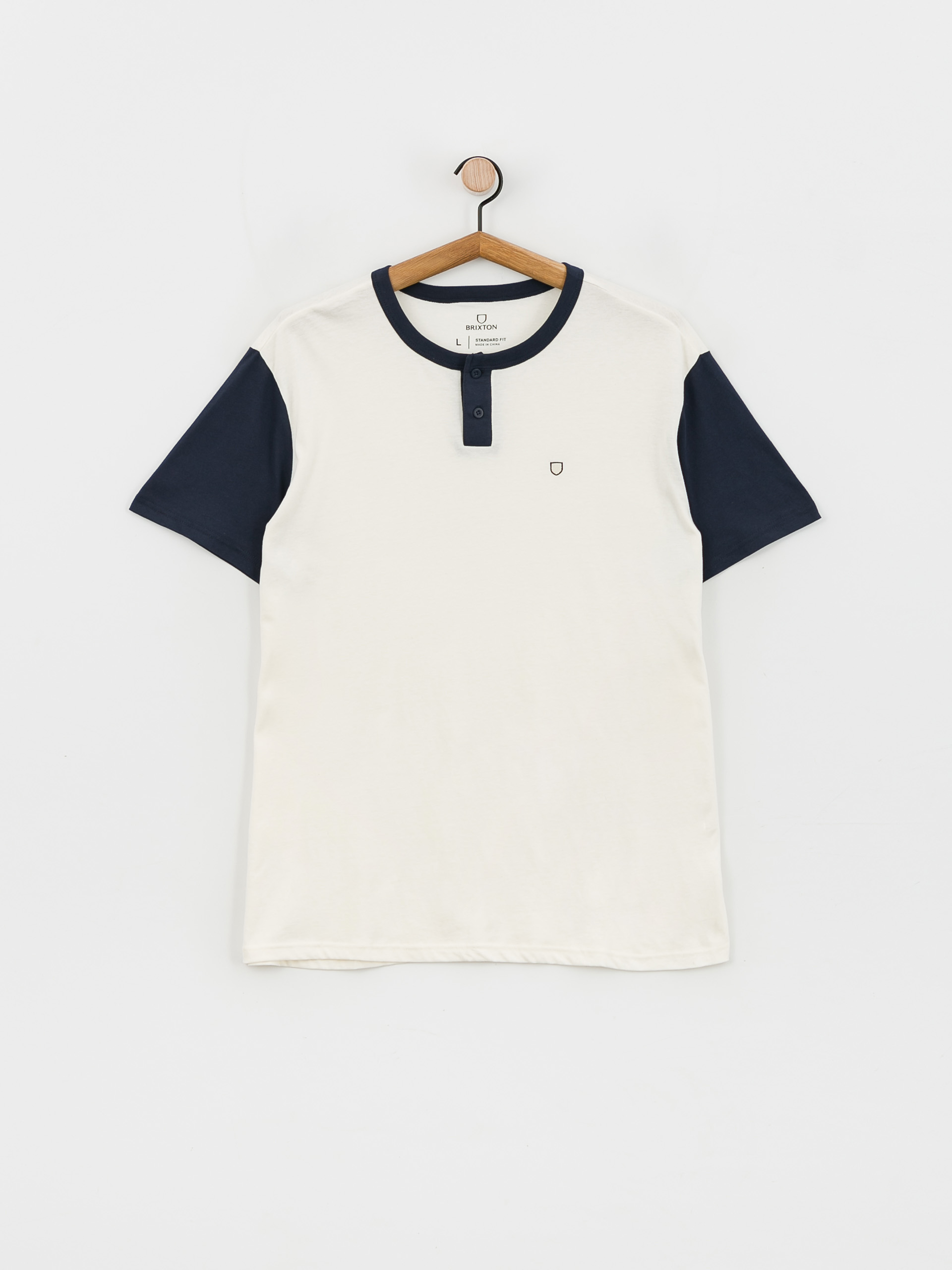 T-shirt Brixton Shield Baseball Henley Kn (off white/navy)