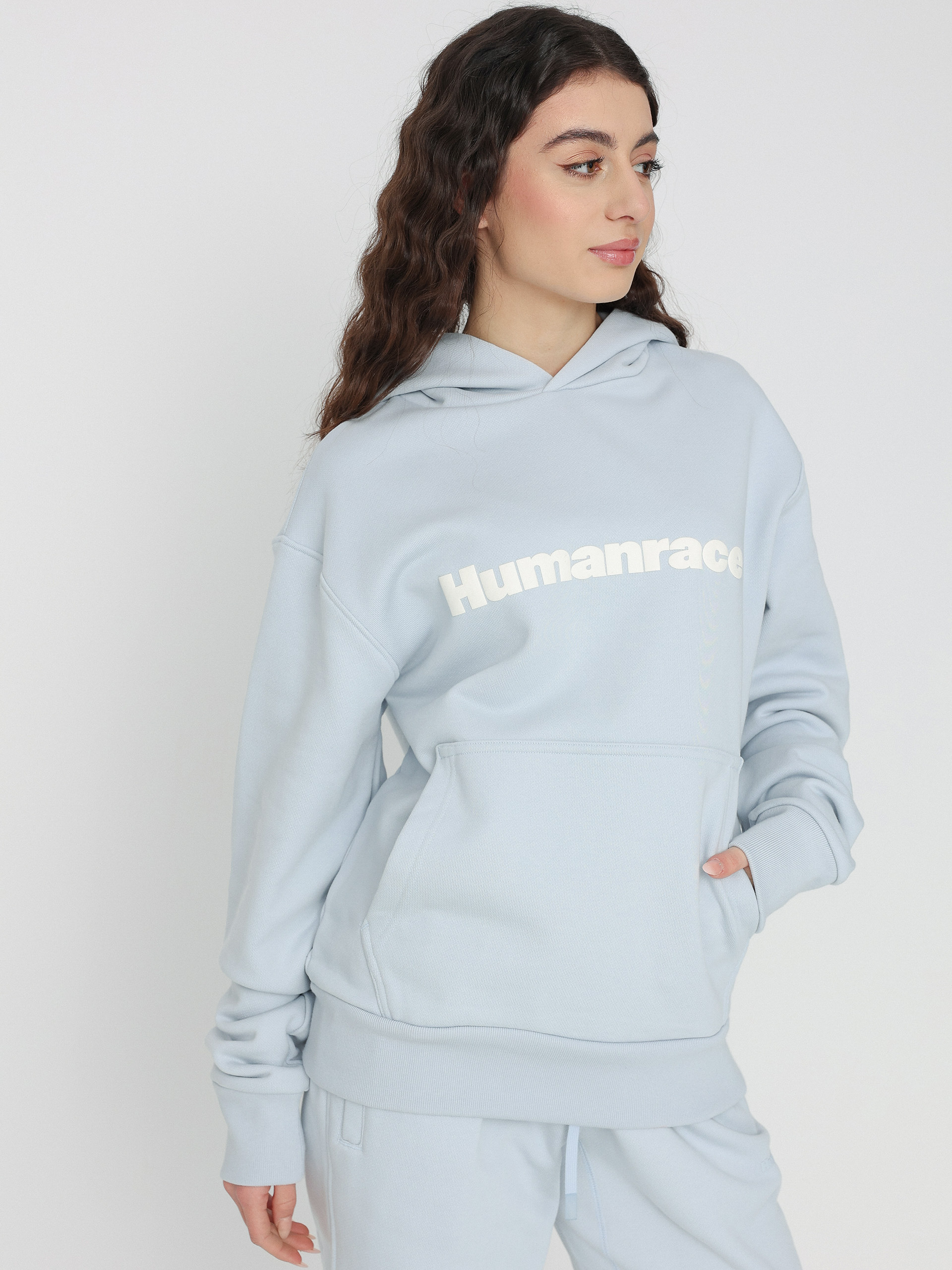 Bluza z kapturem adidas Originals Pharrell Williams Basics HD Wmn (halblu)