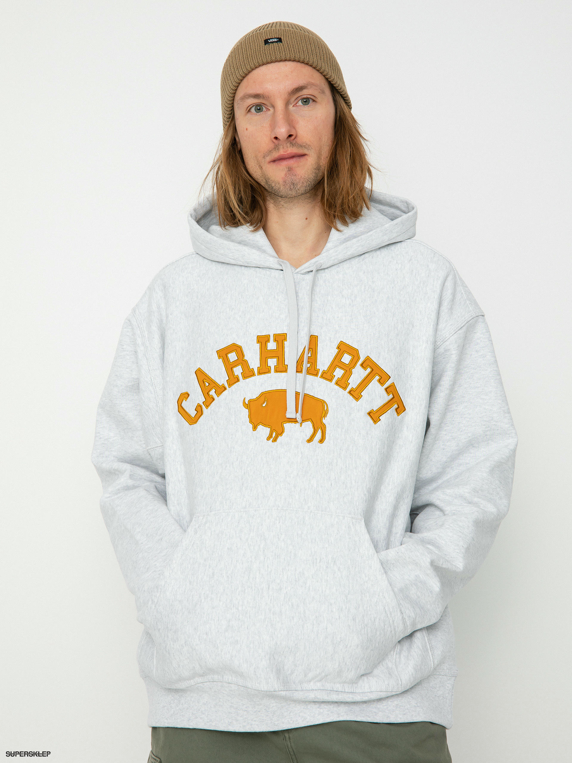 Carhartt WIP Locker Sweatshirt - Ash Heather/Brown Small