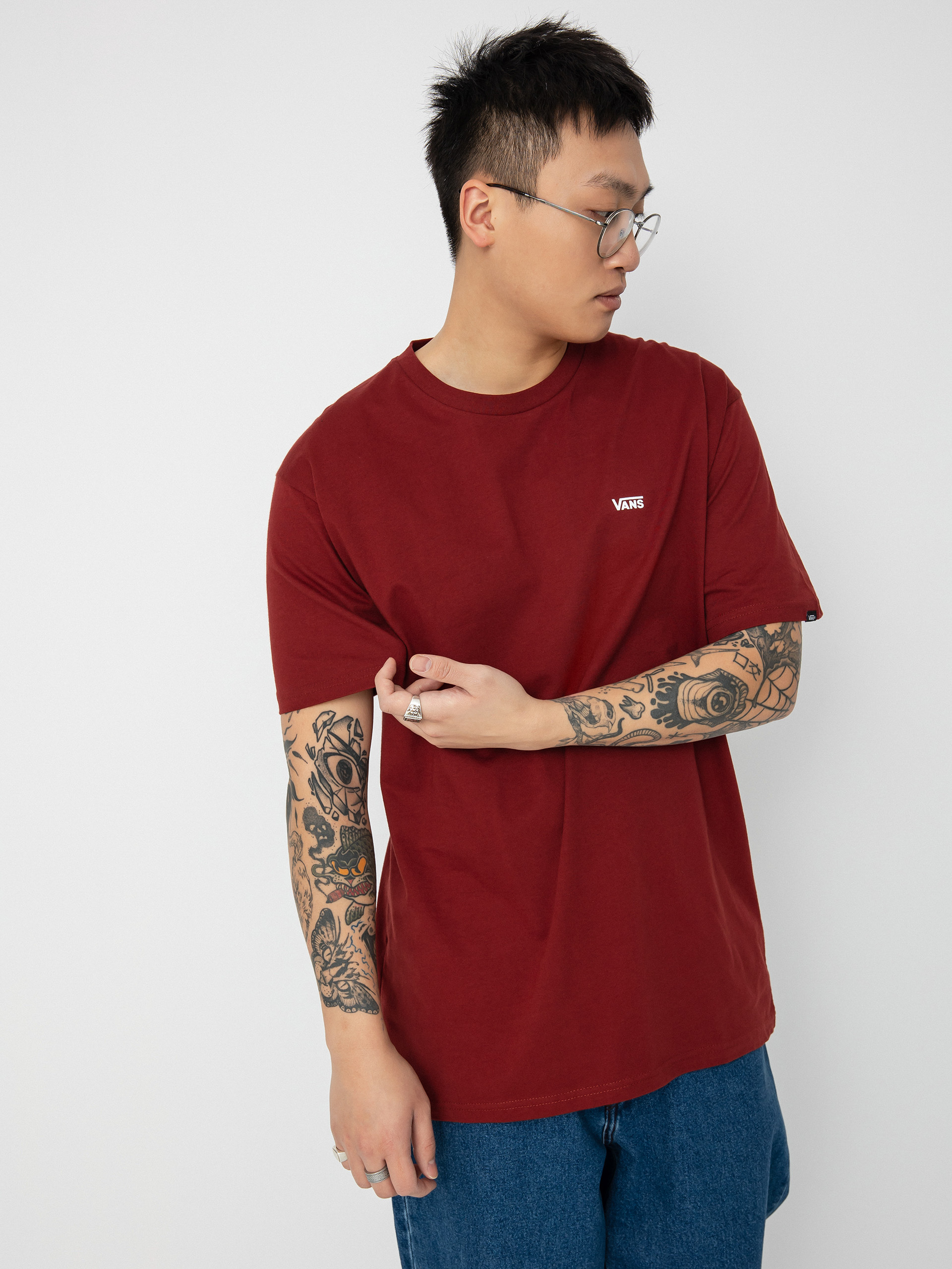 T-shirt Vans Left Chest Logo (syrah/white)