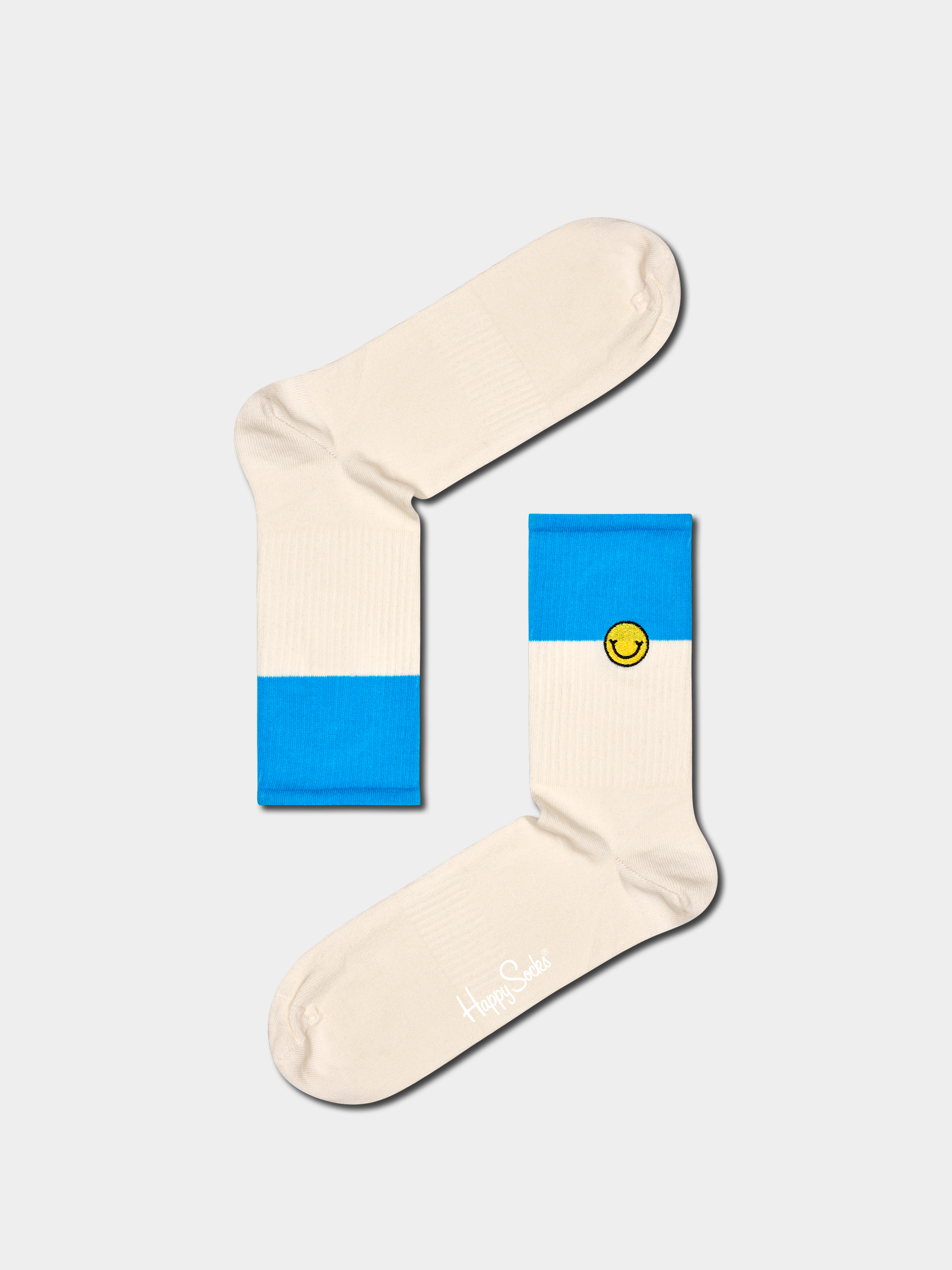 Skarpetki Happy Socks Happy Blocked 3/4 Crew (white)