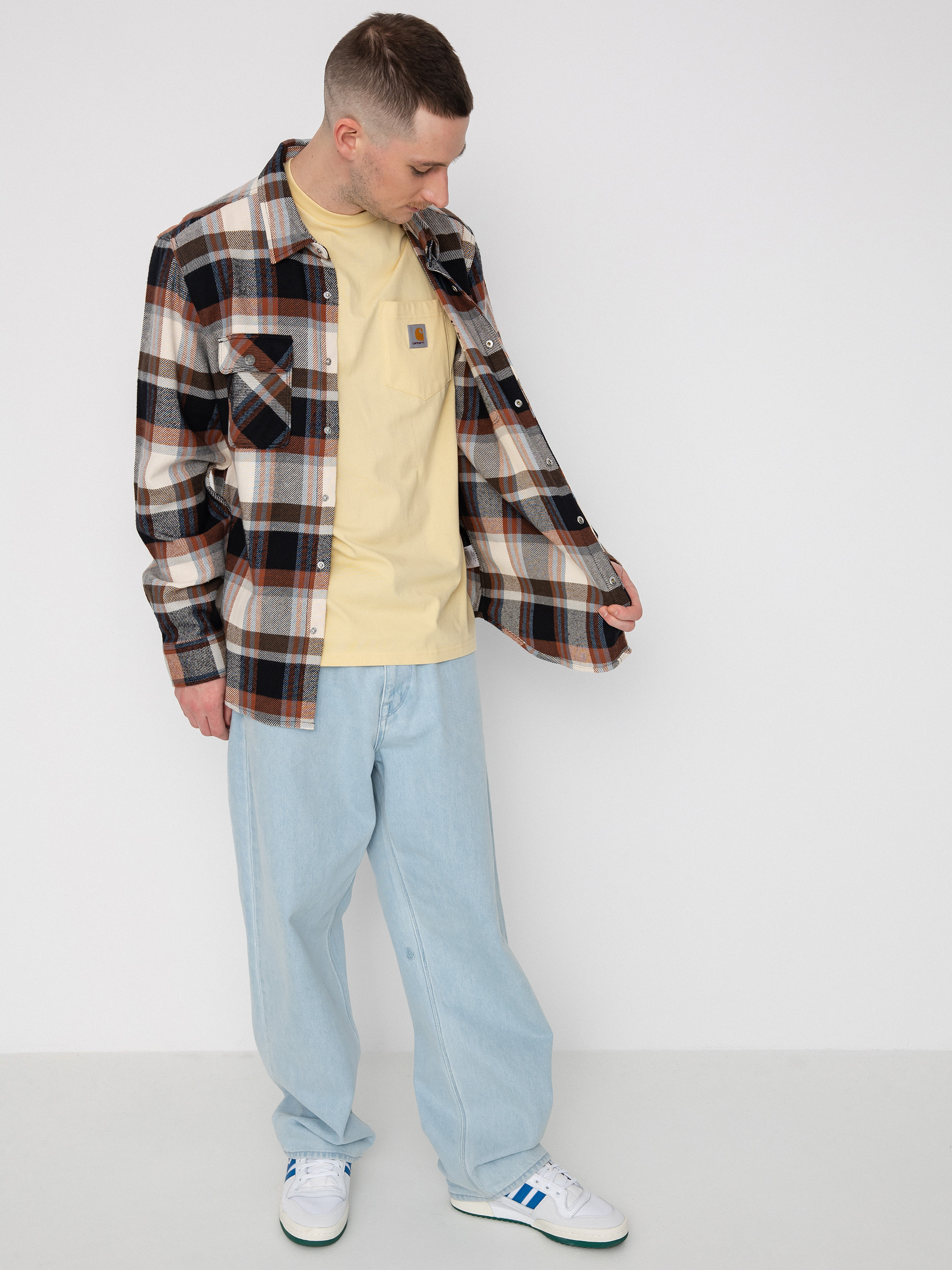 Koszula Brixton Coors Pow Bowery Flannel Ls (river blue/off white)
