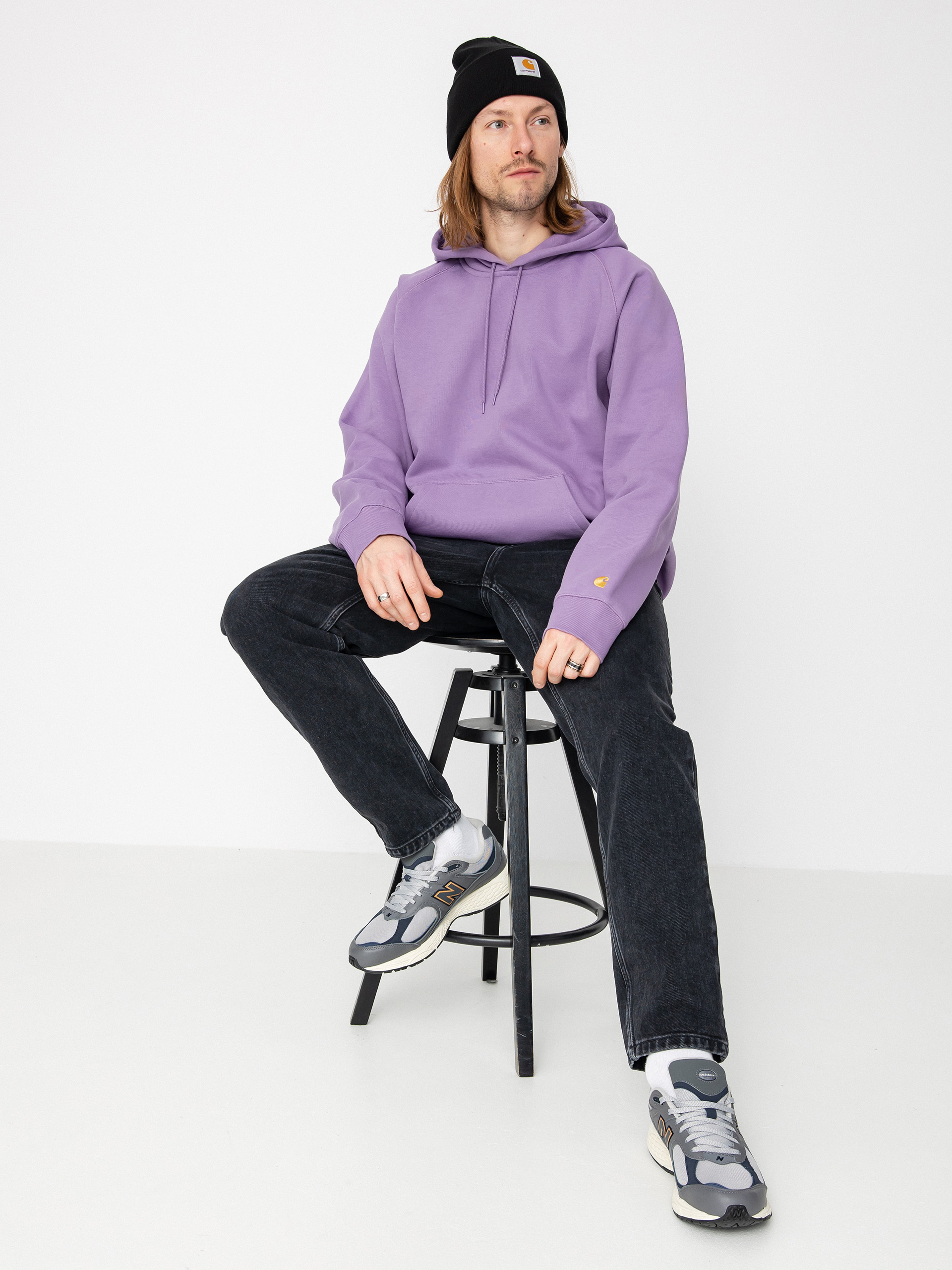 Bluza z kapturem Carhartt WIP Chase HD (violanda/gold)