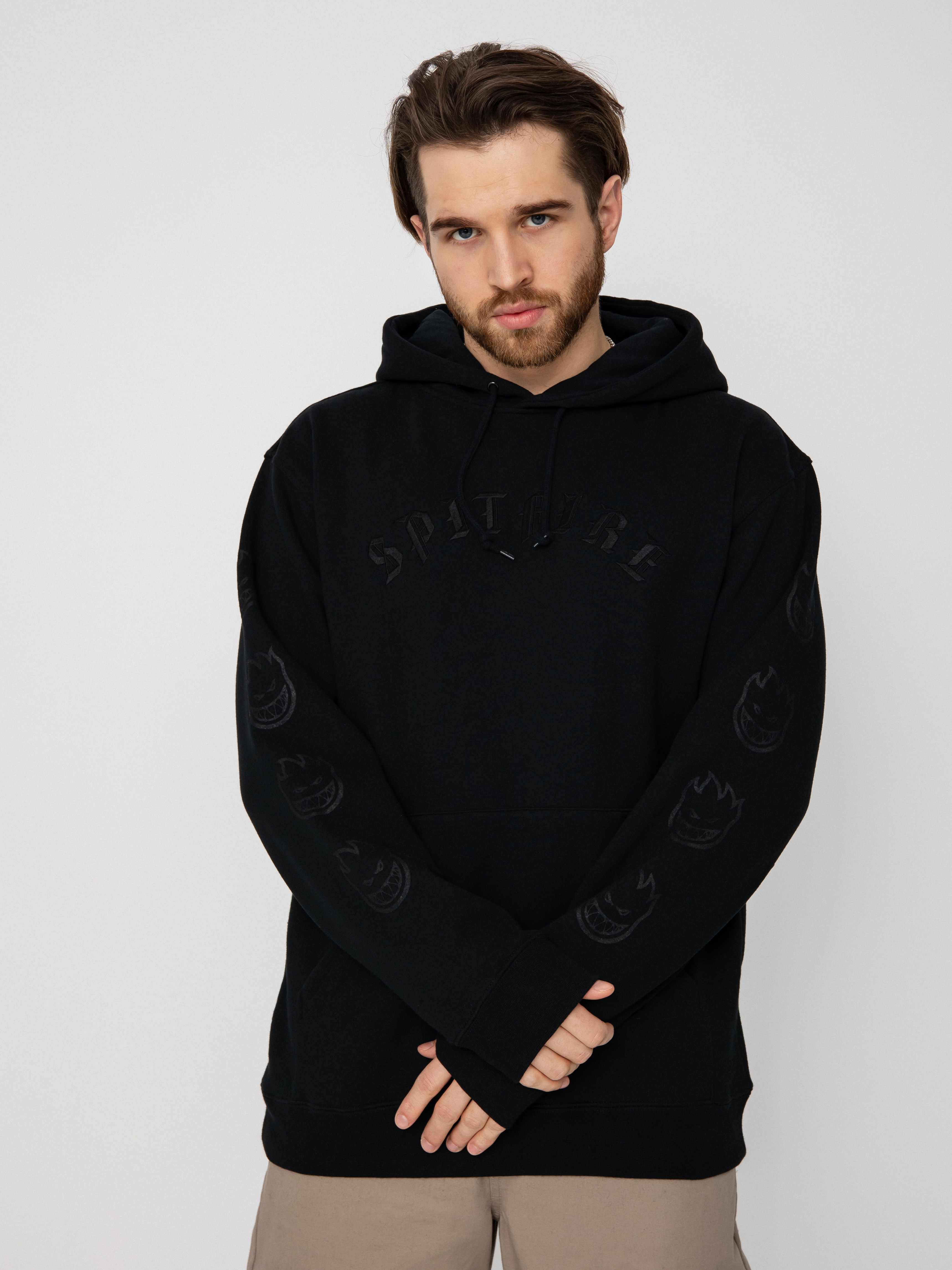Bluza z kapturem Spitfire Old E Emb HD (black/black)