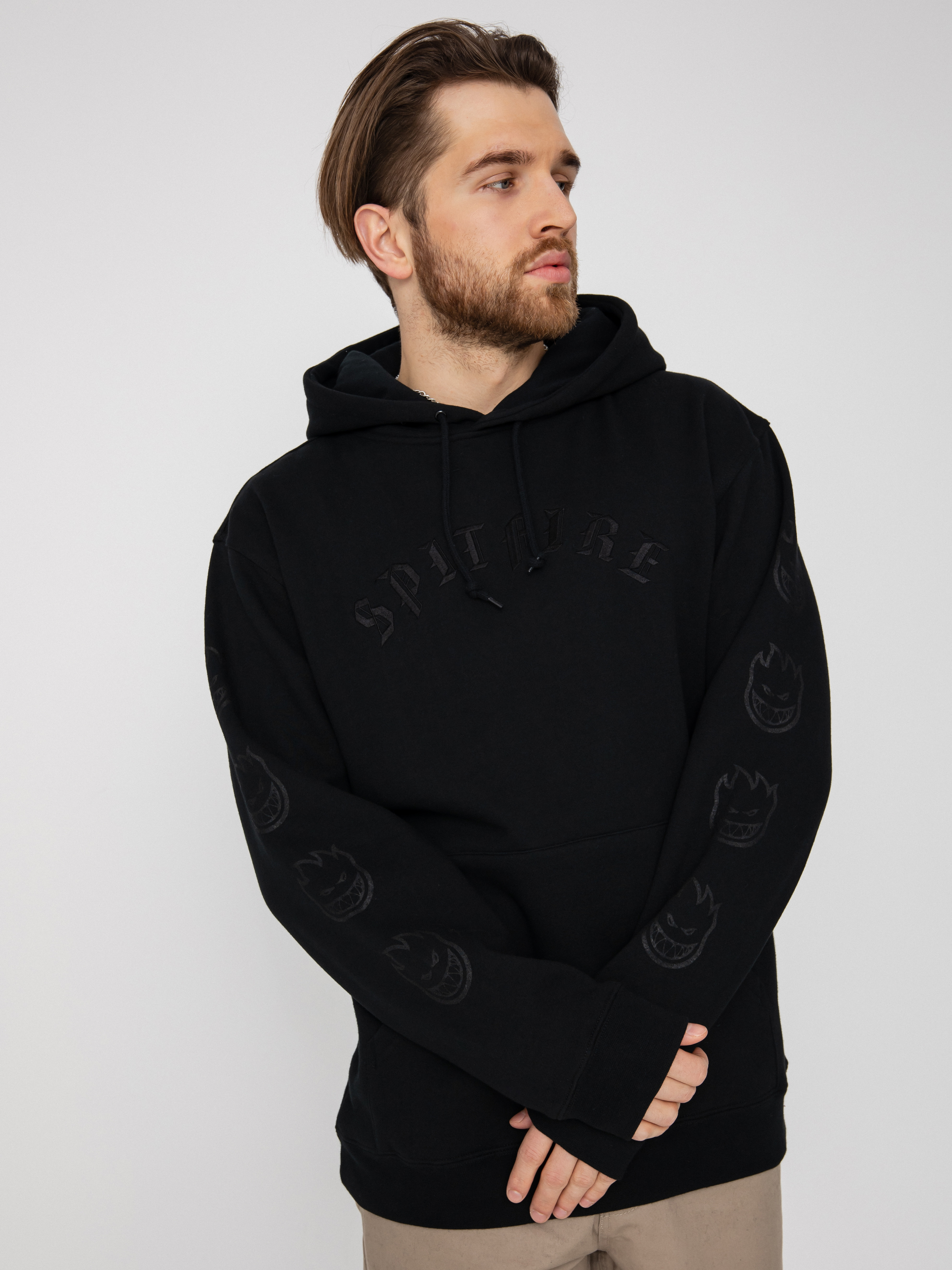 Bluza z kapturem Spitfire Old E Emb HD (black/black)
