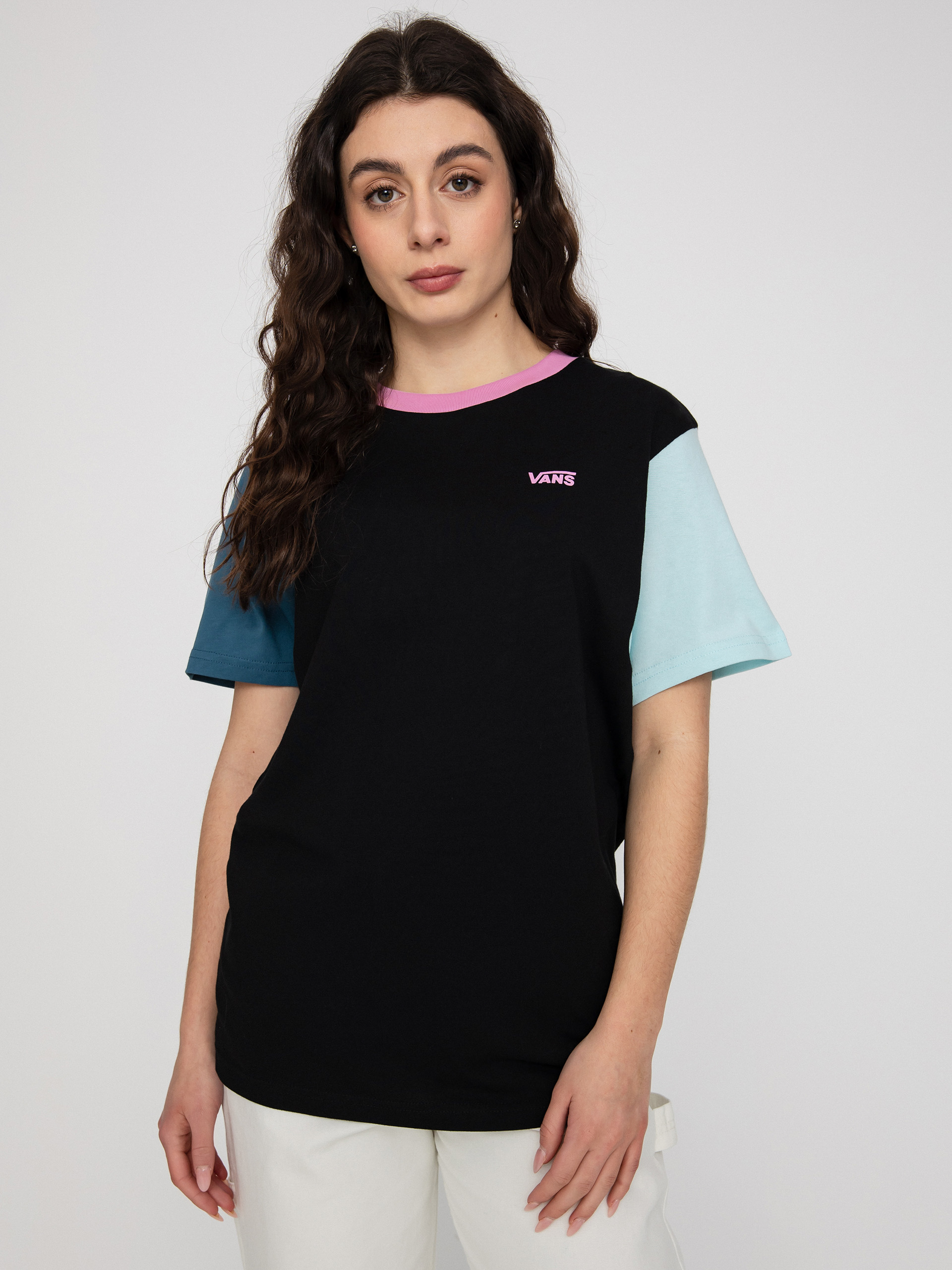T-shirt Vans Left Chest Colorblock Wmn (black/blue glow)