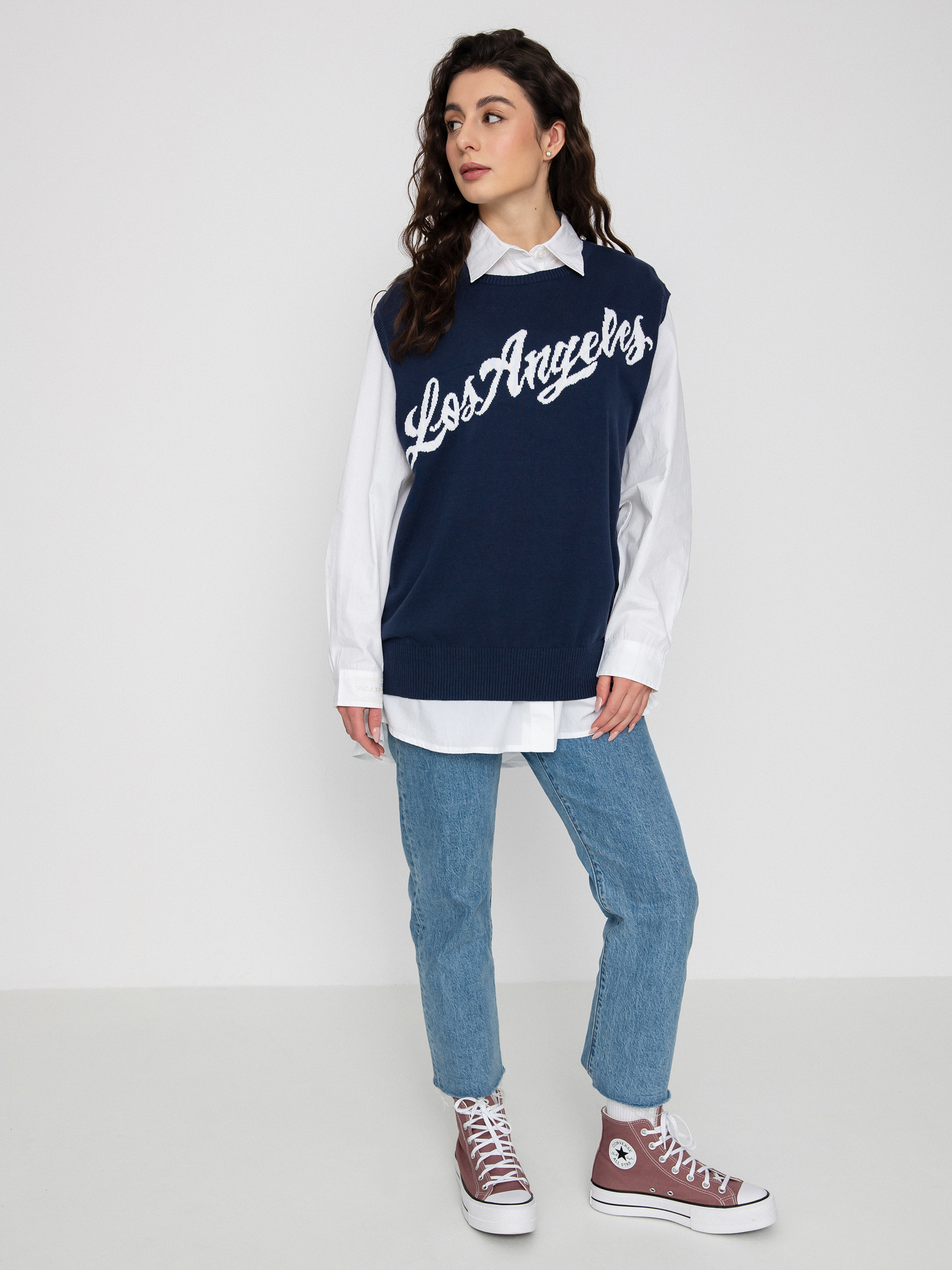 Bezrękawnik RVCA Hometown Sweater Ves Wmn (moody blue)