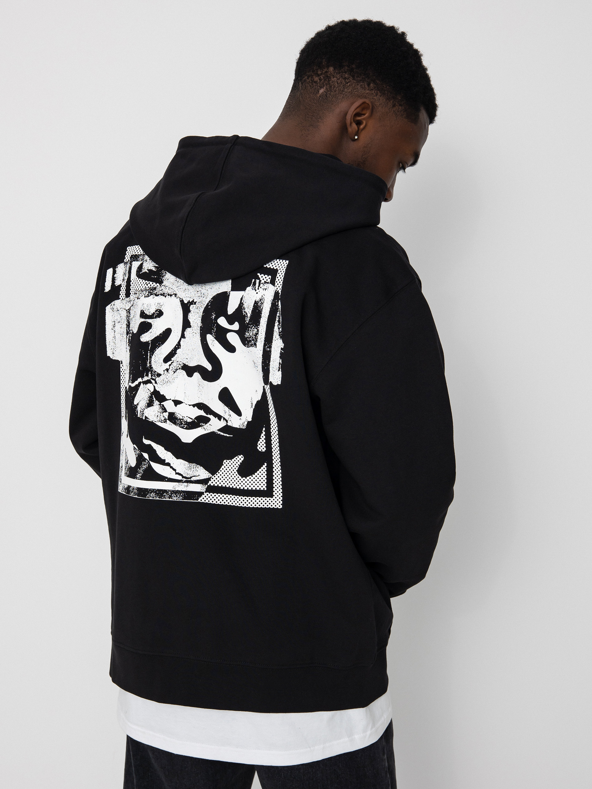 Bluza z kapturem OBEY Torn Icon Face HD (black)