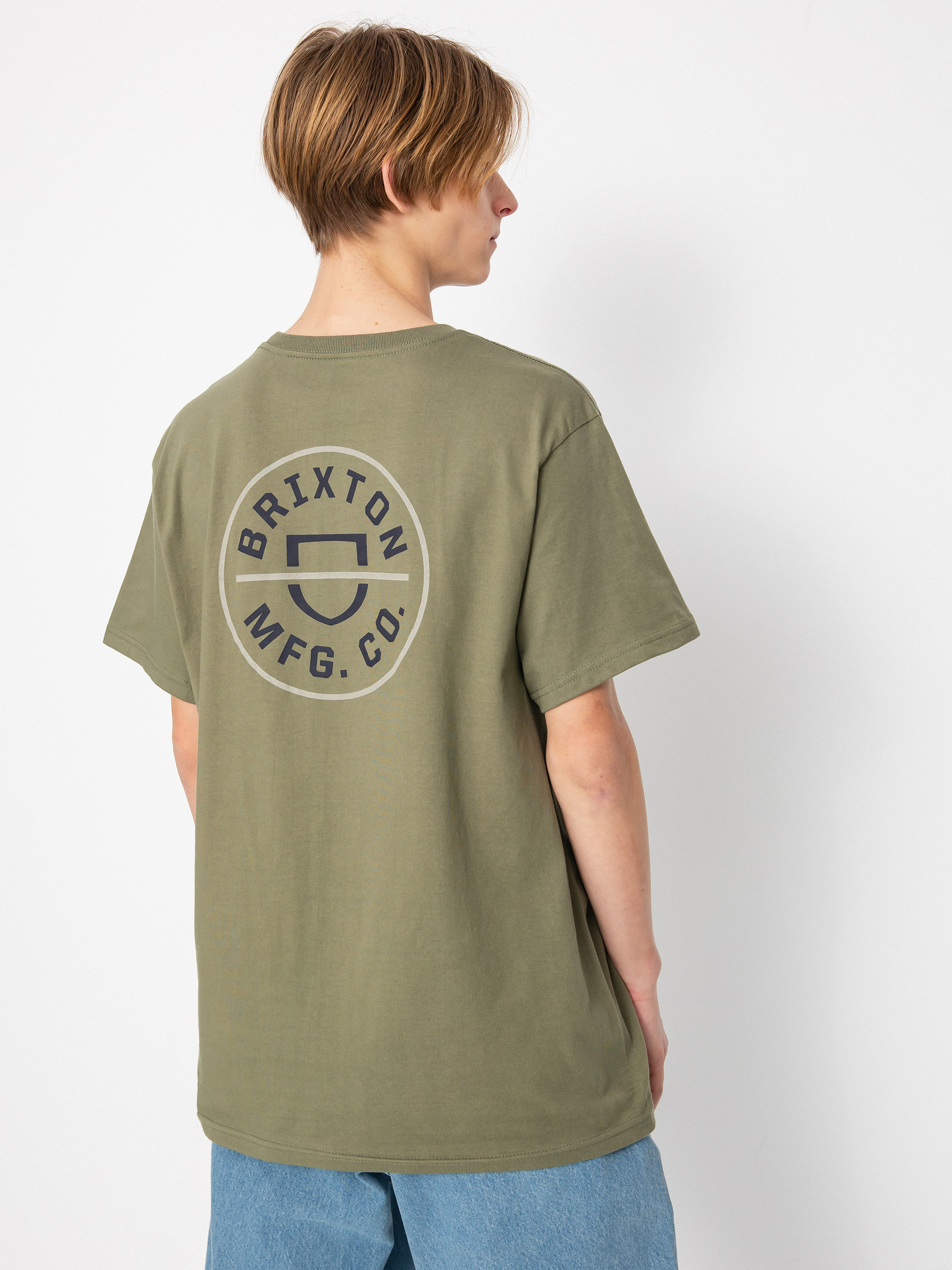 T-shirt Brixton Crest II (olive surplus/washed navy/sand)